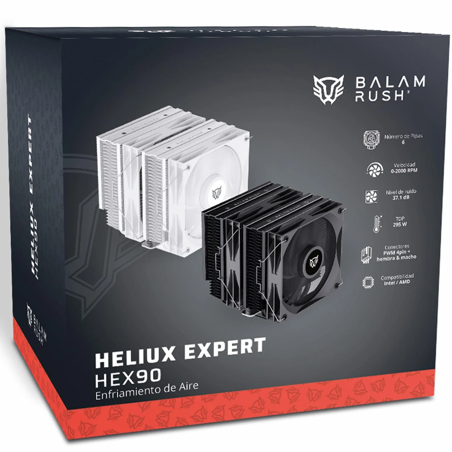 Disipador Doble CPU Gamer BALAM RUSH HELIUX EXPERT HEX90 120mm LGA 1700 AM5 0-2000 RPM 4-Pin 6 pipas Negro BR-941921 - Image 6