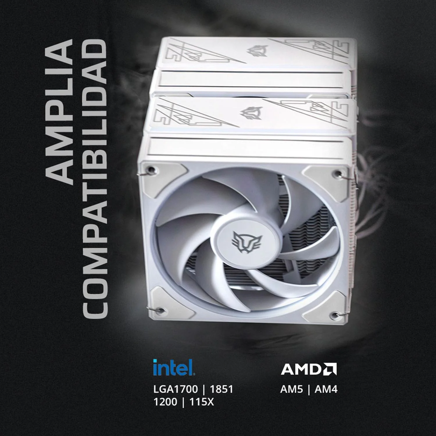Disipador Doble CPU Gamer BALAM RUSH HELIUX PRO HEX70 120mm ARGB 3pin LGA 1700 AM5 600 - 2000 RPM 4-pin PWM 6 Pipas Blanco BR-942010 - Image 4