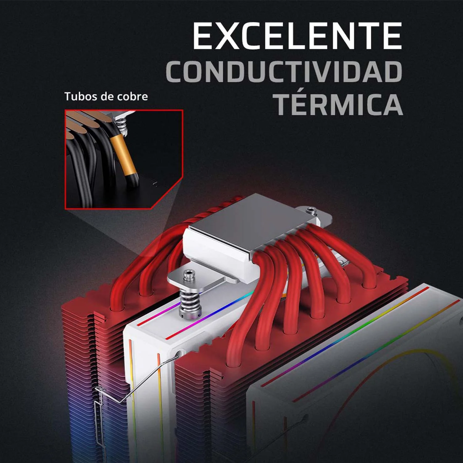 Disipador Doble CPU Gamer BALAM RUSH HELIUX PRO HEX70 120mm ARGB 3pin LGA 1700 AM5 600 - 2000 RPM 4-pin PWM 6 Pipas Blanco BR-942010 - Image 5