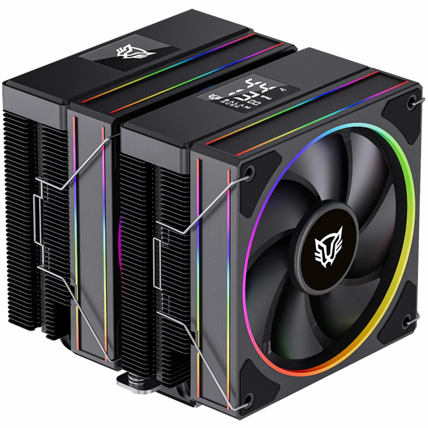 Disipador Doble CPU Gamer BALAM RUSH HELIUX PRO HEX75 120mm ARGB 3pin LGA 1700 AM5 600 - 2000 RPM 4-pin PWM 6 Pipas Display Digital Negro BR-941945