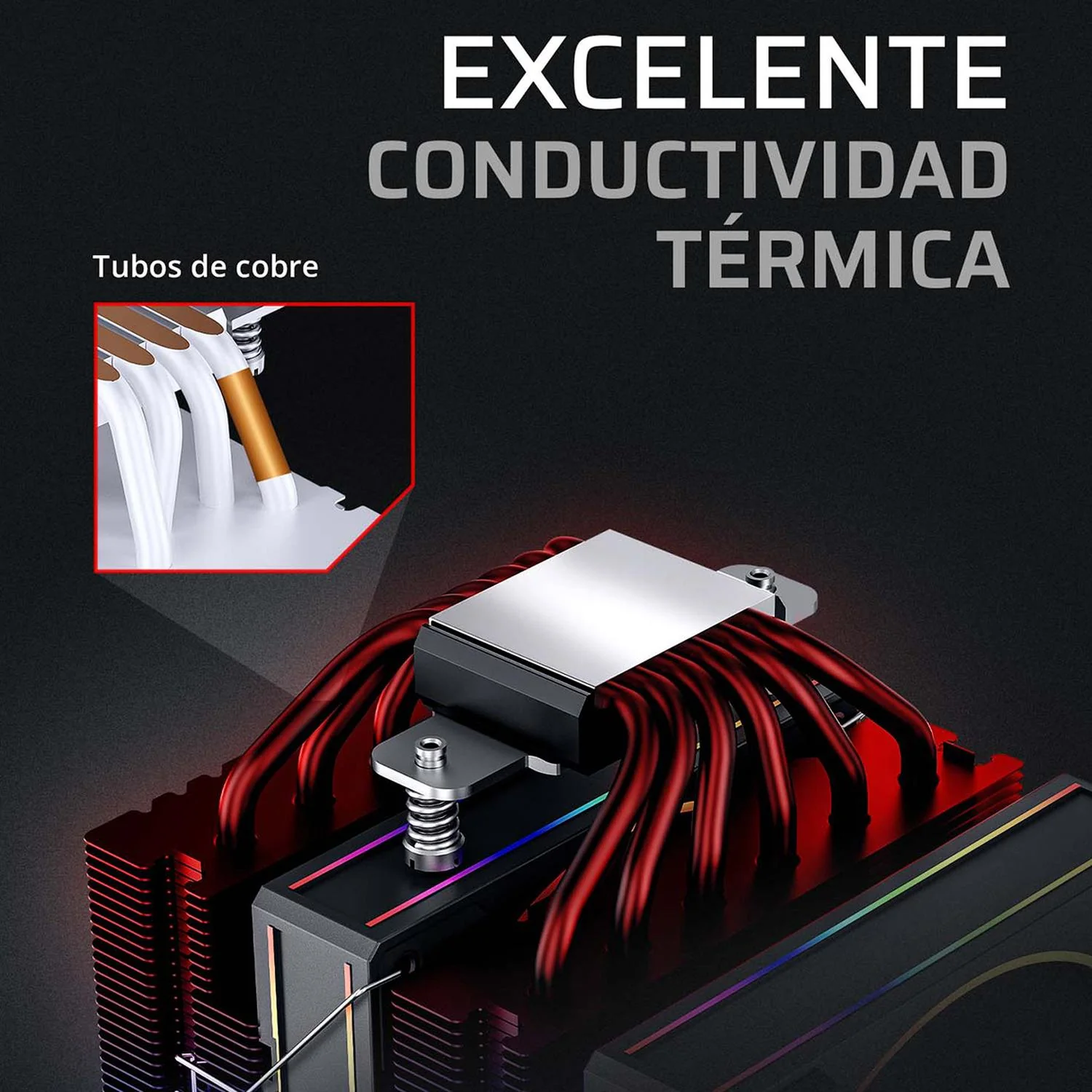 Disipador Doble CPU Gamer BALAM RUSH HELIUX PRO HEX75 120mm ARGB 3pin LGA 1700 AM5 600 - 2000 RPM 4-pin PWM 6 Pipas Display Digital Negro BR-941945 - Image 5