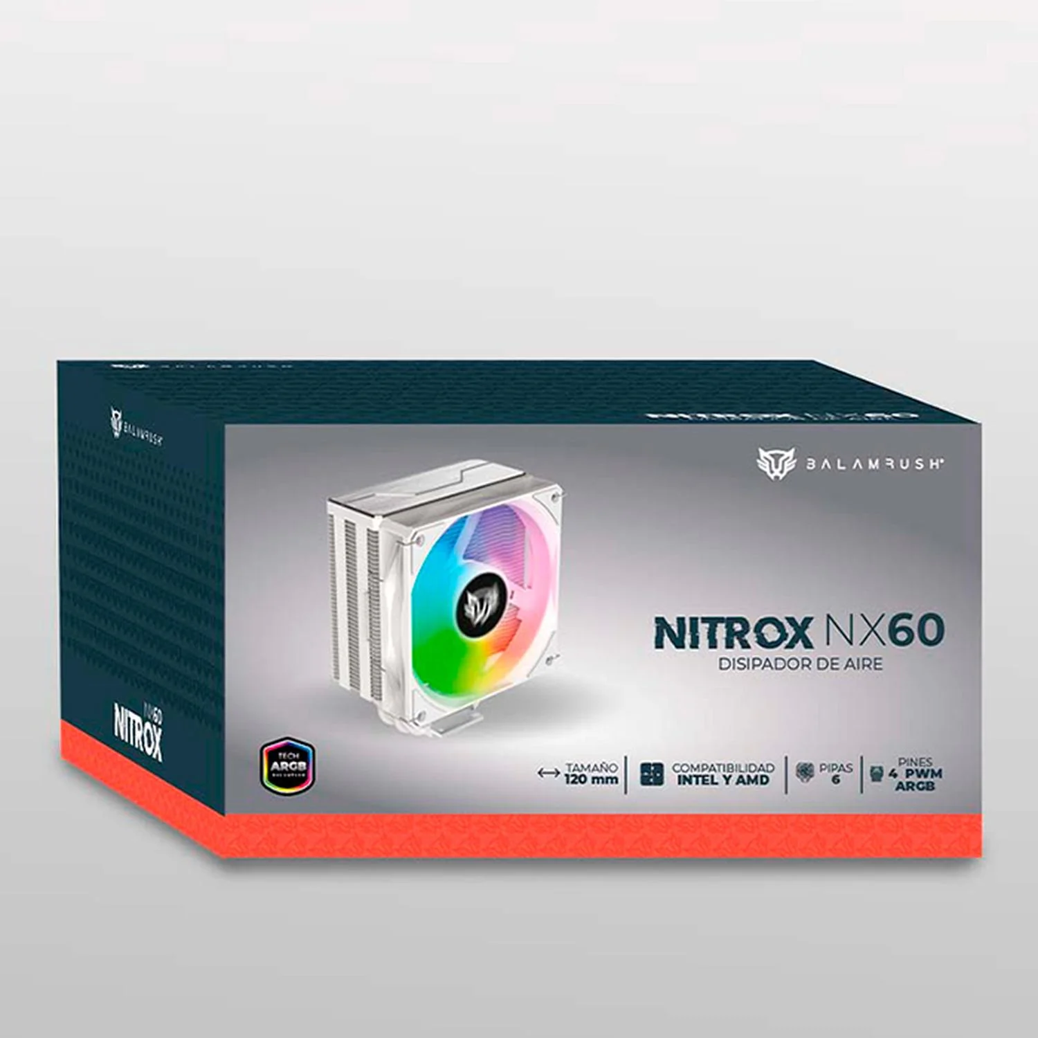 Disipador CPU Gamer BALAM RUSH NITROX NX60 120mm ARGB LGA 1700 AM5 600-1800 rpm 4-pin Blanco BR-937924 - Image 6