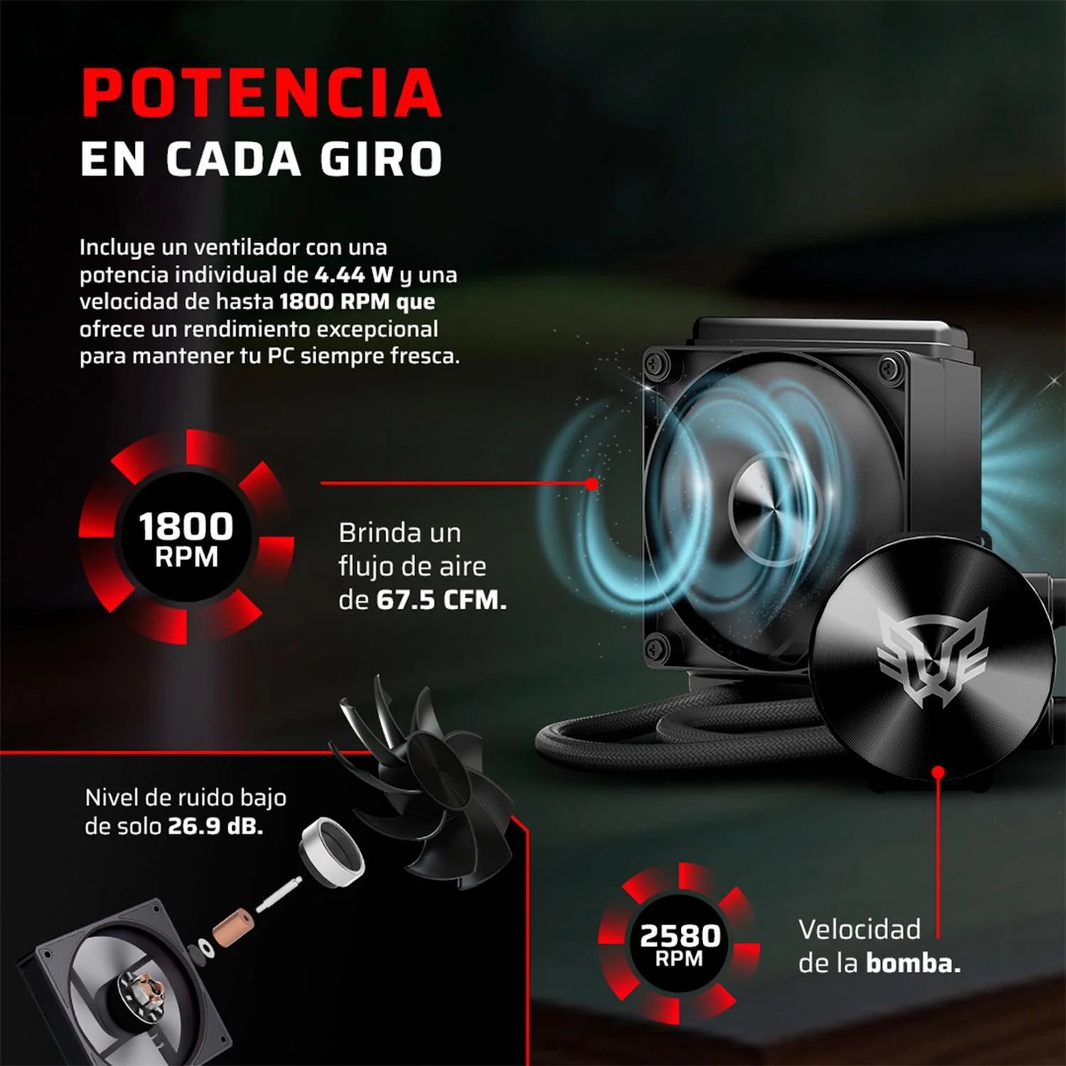 Enfriamiento Liquido BALAM RUSH CRYO ALLBLACK 120mm 4 Pines PWM 1800 RPM TDP 230w LGA1851 AM5 Negro BR-944083 - Image 2