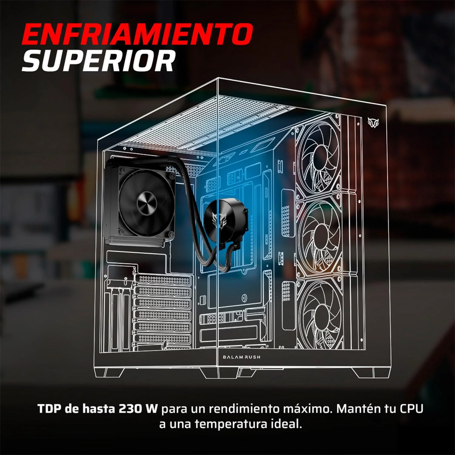 Enfriamiento Liquido BALAM RUSH CRYO ALLBLACK 120mm 4 Pines PWM 1800 RPM TDP 230w LGA1851 AM5 Negro BR-944083 - Image 3