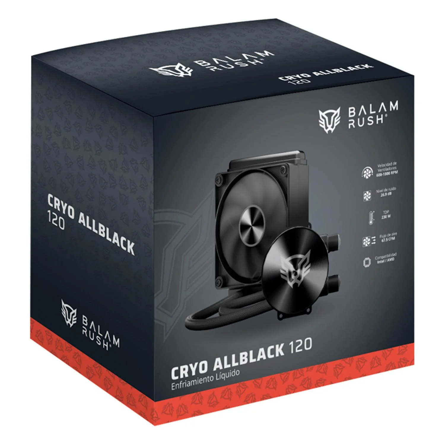 Enfriamiento Liquido BALAM RUSH CRYO ALLBLACK 120mm 4 Pines PWM 1800 RPM TDP 230w LGA1851 AM5 Negro BR-944083 - Image 6