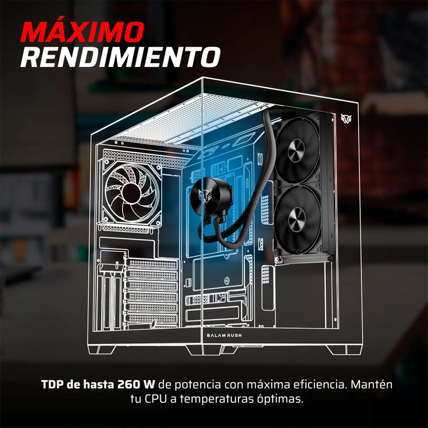 Enfriamiento Liquido BALAM RUSH CRYO ALLBLACK 240mm 4 Pines PWM 1800 RPM TDP 260w LGA1851 AM5 Negro BR-944090 - Image 3