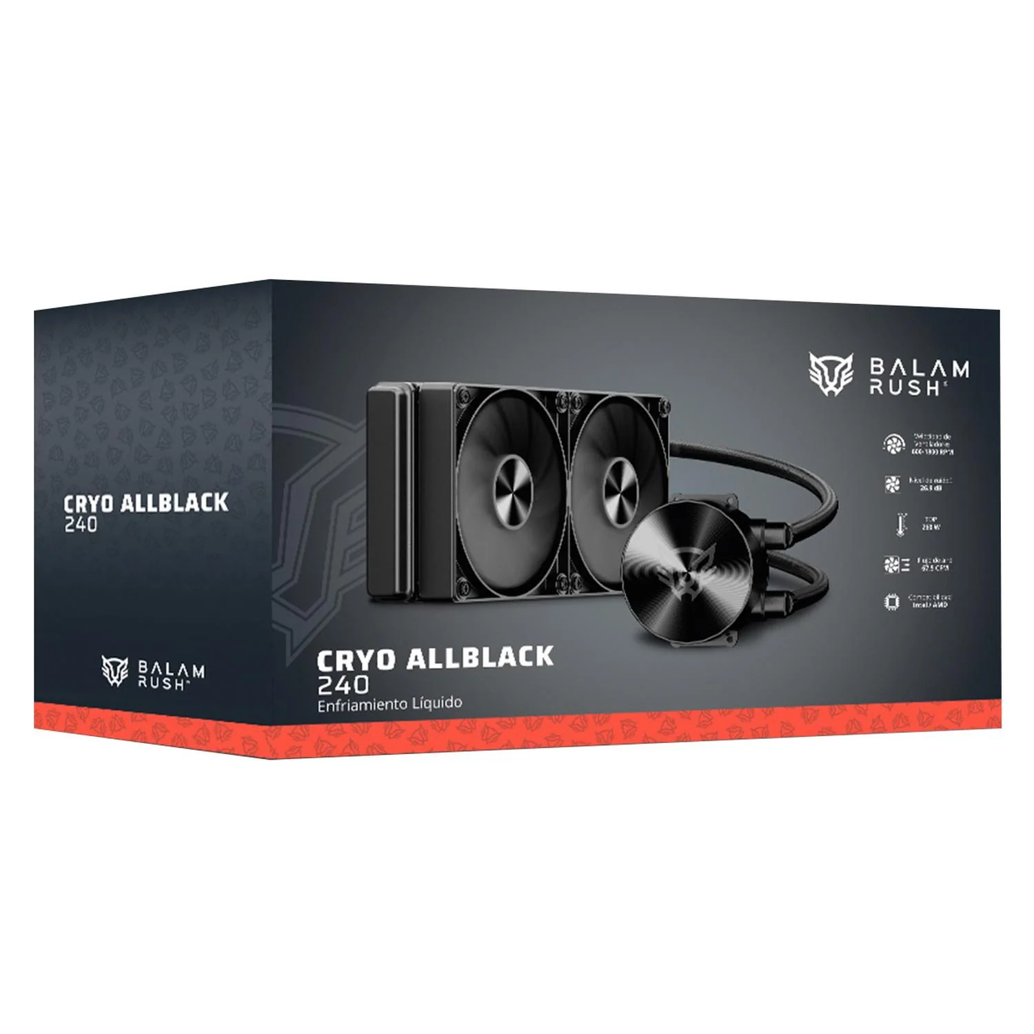 Enfriamiento Liquido BALAM RUSH CRYO ALLBLACK 240mm 4 Pines PWM 1800 RPM TDP 260w LGA1851 AM5 Negro BR-944090 - Image 6