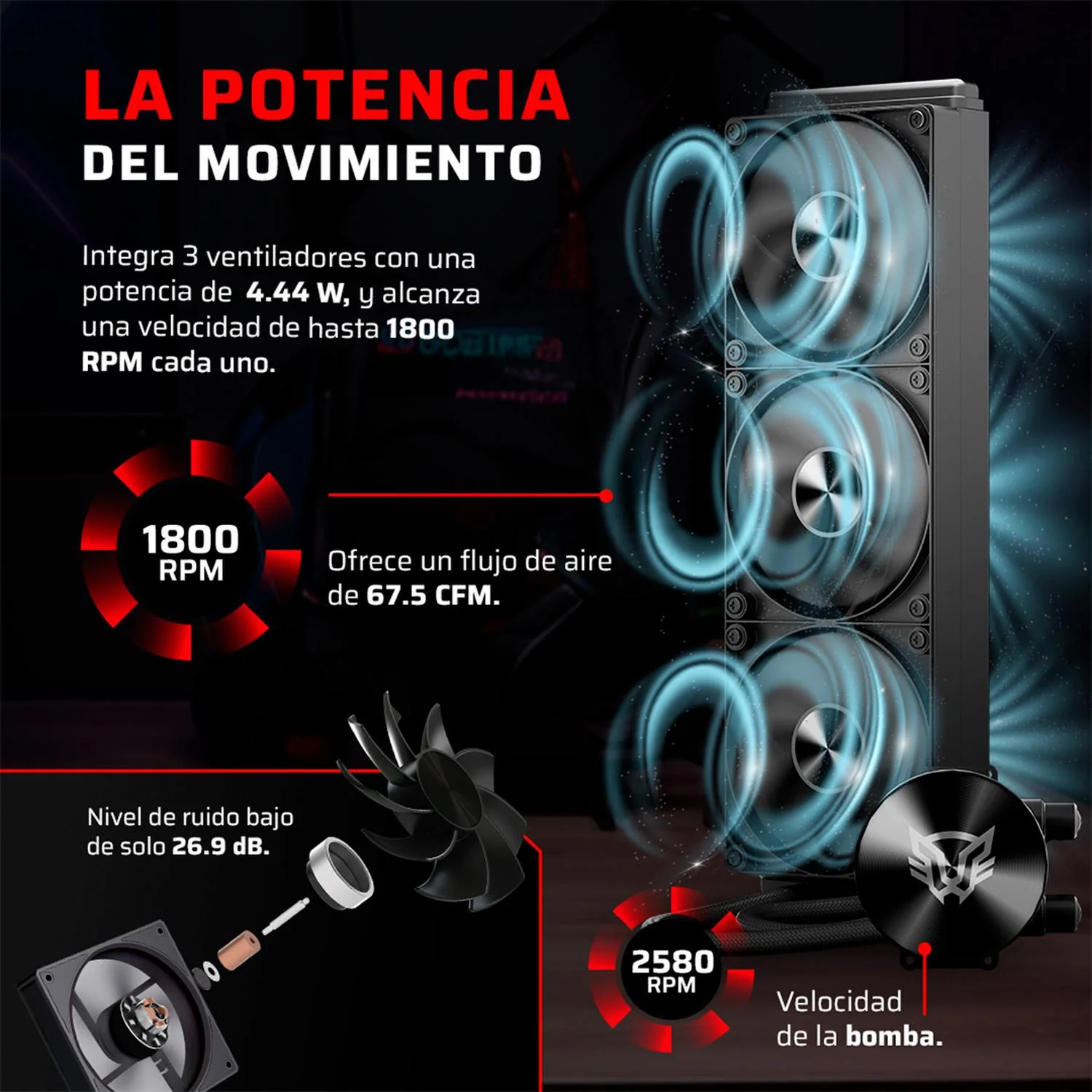Enfriamiento Liquido BALAM RUSH CRYO ALLBLACK 360mm 4 Pines PWM 1800 RPM TDP 260w LGA1851 AM5 Negro BR-944106 - Image 2