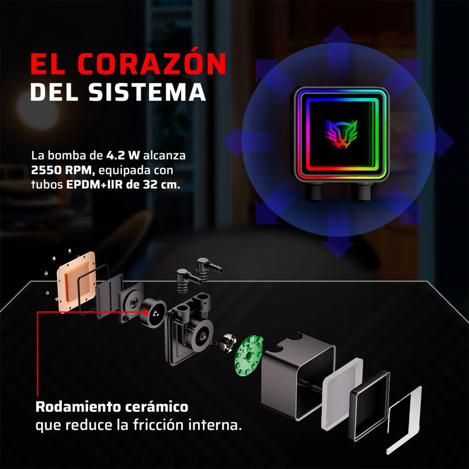 Enfriamiento Liquido BALAM RUSH CRYO PRISM 120 BLACK 120mm ARGB 4 Pines PWM 1800 RPM TDP 230w LGA1851 AM5 Negro BR-944021 - Image 3