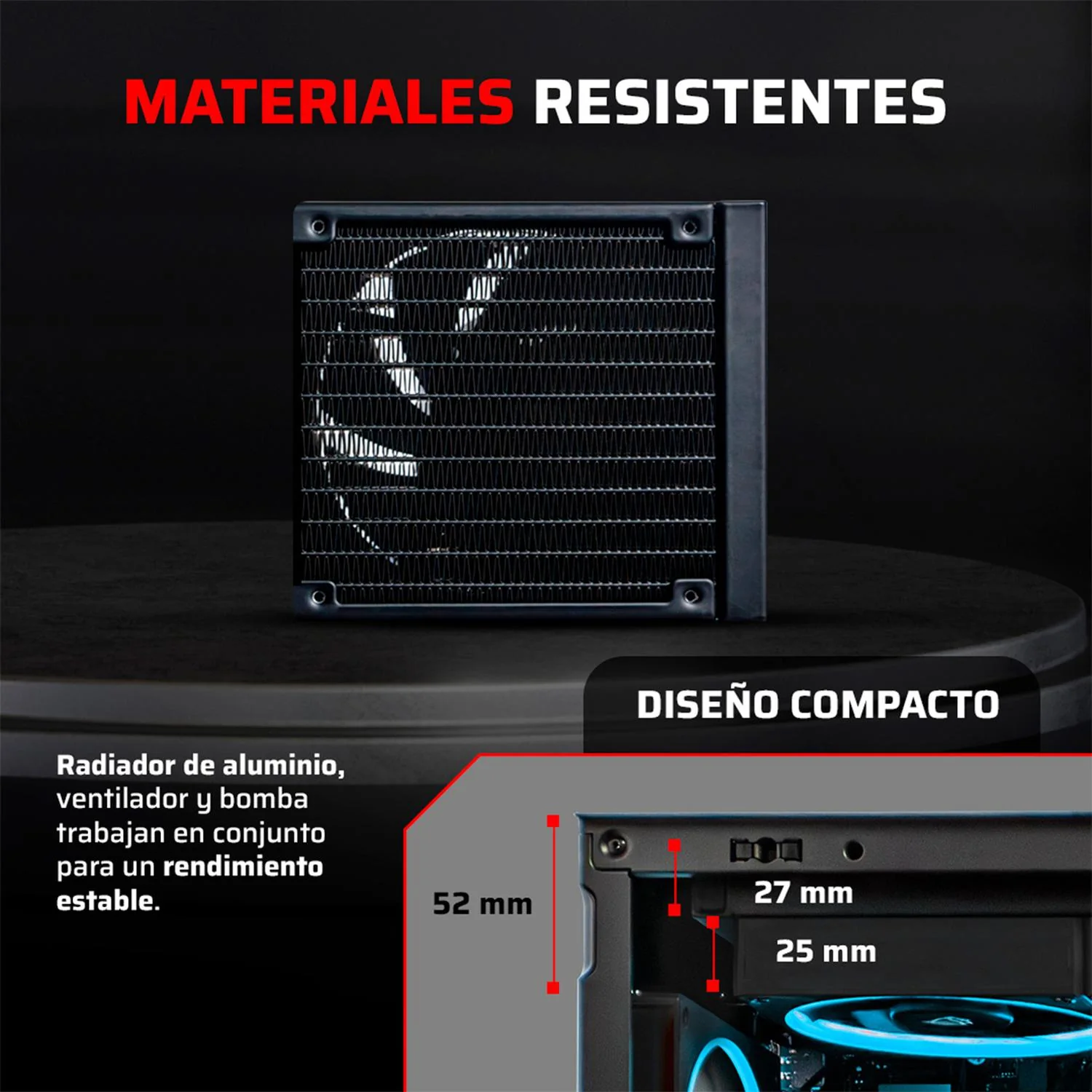 Enfriamiento Liquido BALAM RUSH CRYO PRISM 120 BLACK 120mm ARGB 4 Pines PWM 1800 RPM TDP 230w LGA1851 AM5 Negro BR-944021 - Image 5