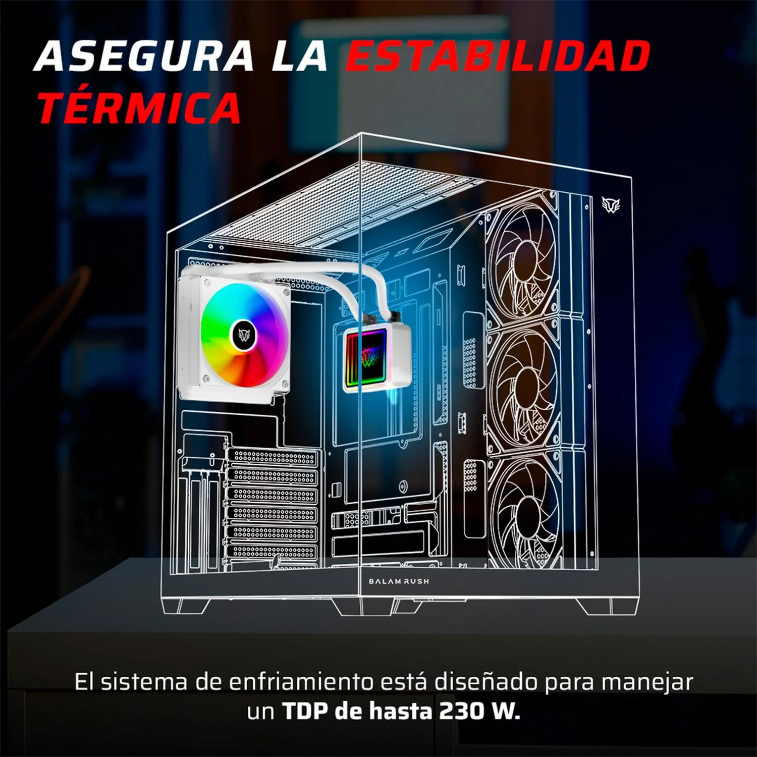 Enfriamiento Liquido BALAM RUSH CRYO PRISM 120 ICE 120mm ARGB 4 Pines PWM 1800 RPM TDP 230w LGA1851 AM5 Blanco BR-944038 - Image 5