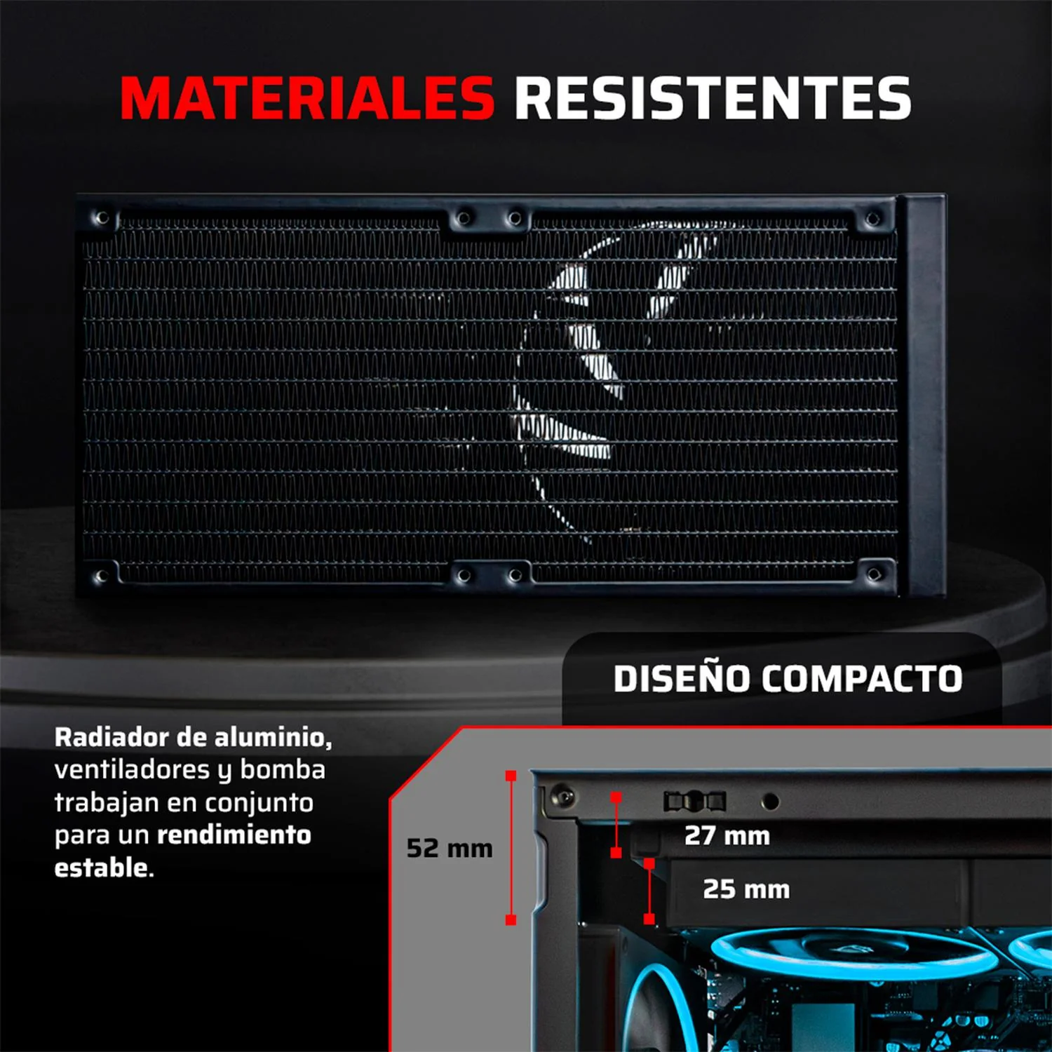 Enfriamiento Liquido BALAM RUSH CRYO PRISM 240 BLACK 240mm ARGB 4 Pines PWM 1800 RPM TDP 270w LGA1851 AM5 Negro BR-944045 - Image 5