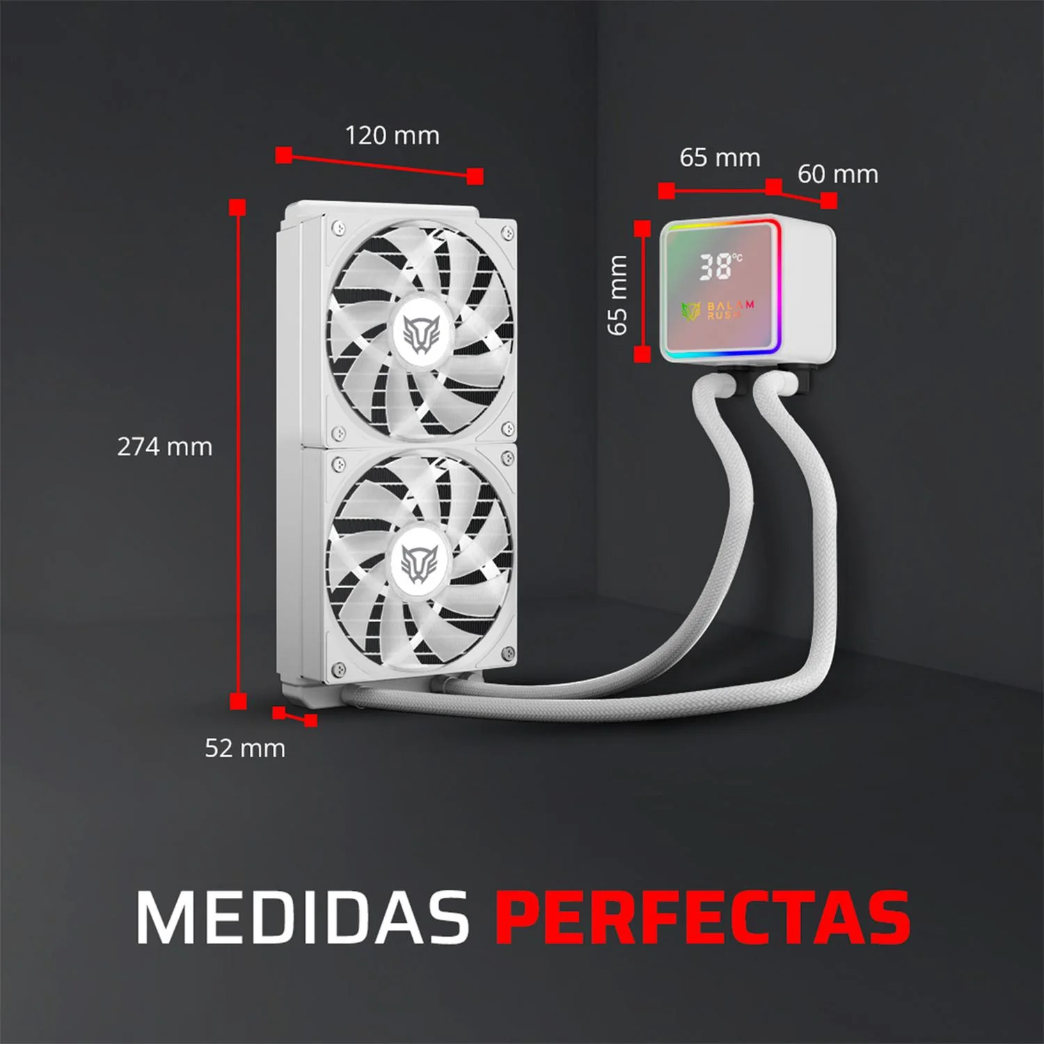 Enfriamiento Liquido BALAM RUSH CRYO PRISM 240 ICE 240mm ARGB 4 Pines PWM 1800 RPM TDP 270w LGA1851 AM5 Blanco BR-944052 - Image 4
