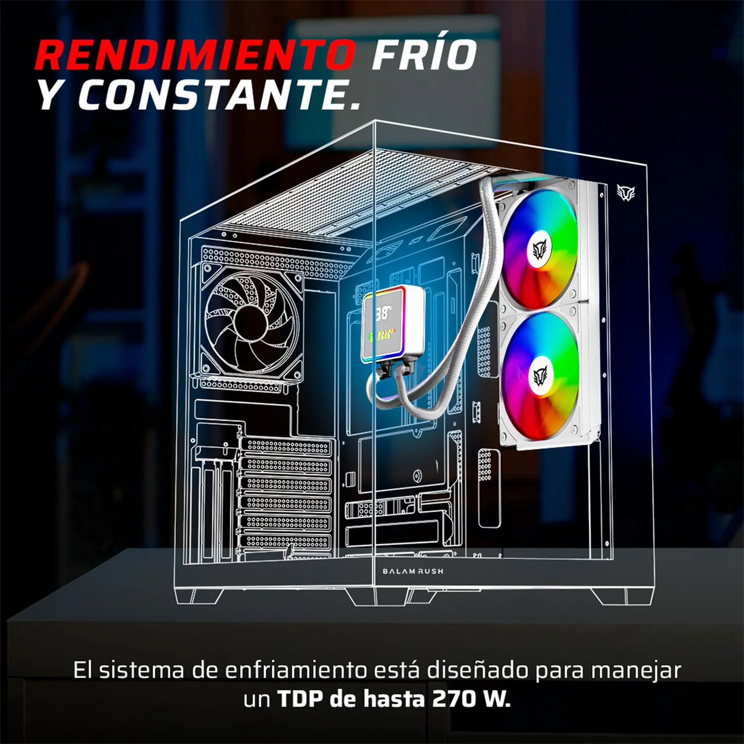 Enfriamiento Liquido BALAM RUSH CRYO PRISM 240 ICE 240mm ARGB 4 Pines PWM 1800 RPM TDP 270w LGA1851 AM5 Blanco BR-944052 - Image 5