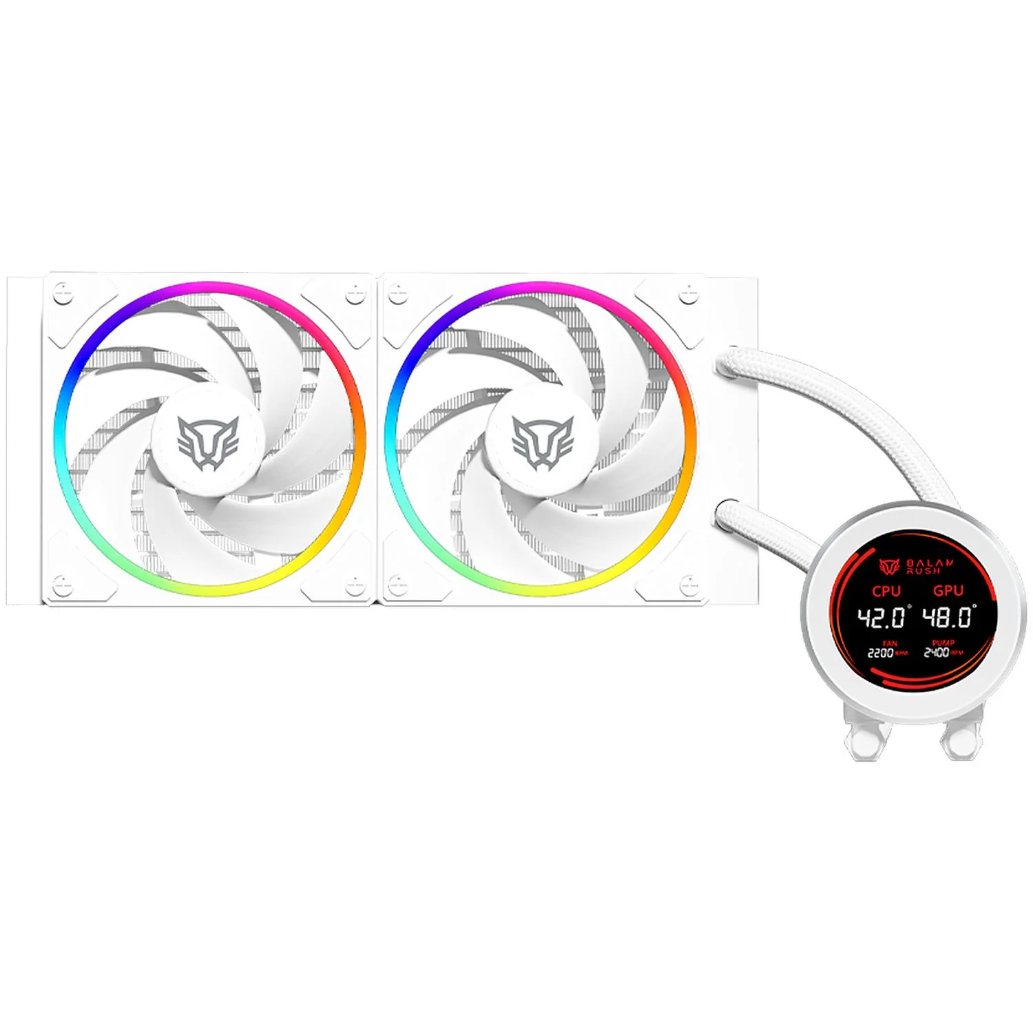 Enfriamiento Liquido BALAM RUSH HYDROX EXPERT HYX24 240mm ARGB 4 Pines 2200 RPM TDP 250w LGA1700 AM5 Display Blanco BR-941853 - Image 2