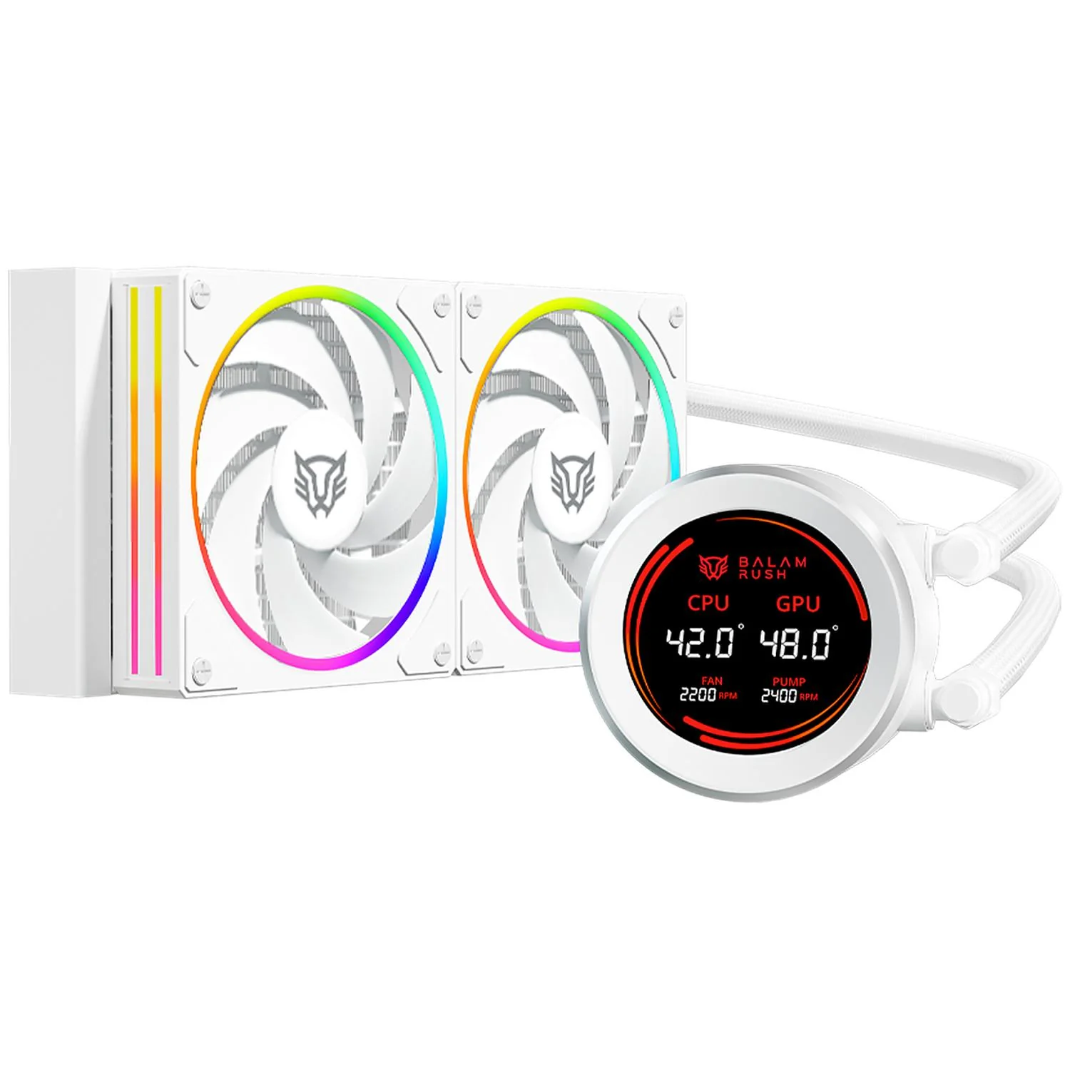 Enfriamiento Liquido BALAM RUSH HYDROX EXPERT HYX24 240mm ARGB 4 Pines 2200 RPM TDP 250w LGA1700 AM5 Display Blanco BR-941853 - Image 3