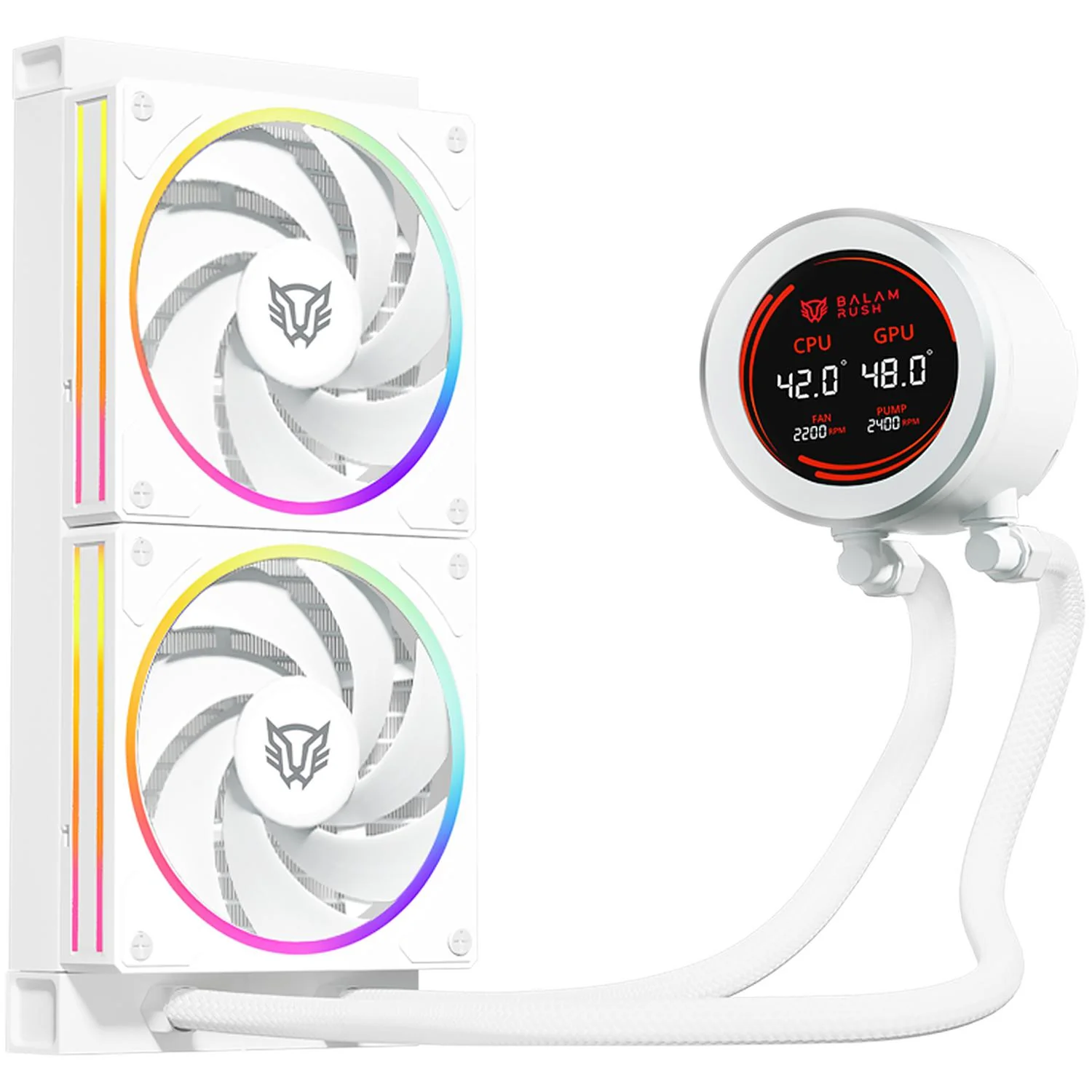 Enfriamiento Liquido BALAM RUSH HYDROX EXPERT HYX24 240mm ARGB 4 Pines 2200 RPM TDP 250w LGA1700 AM5 Display Blanco BR-941853 - Image 4