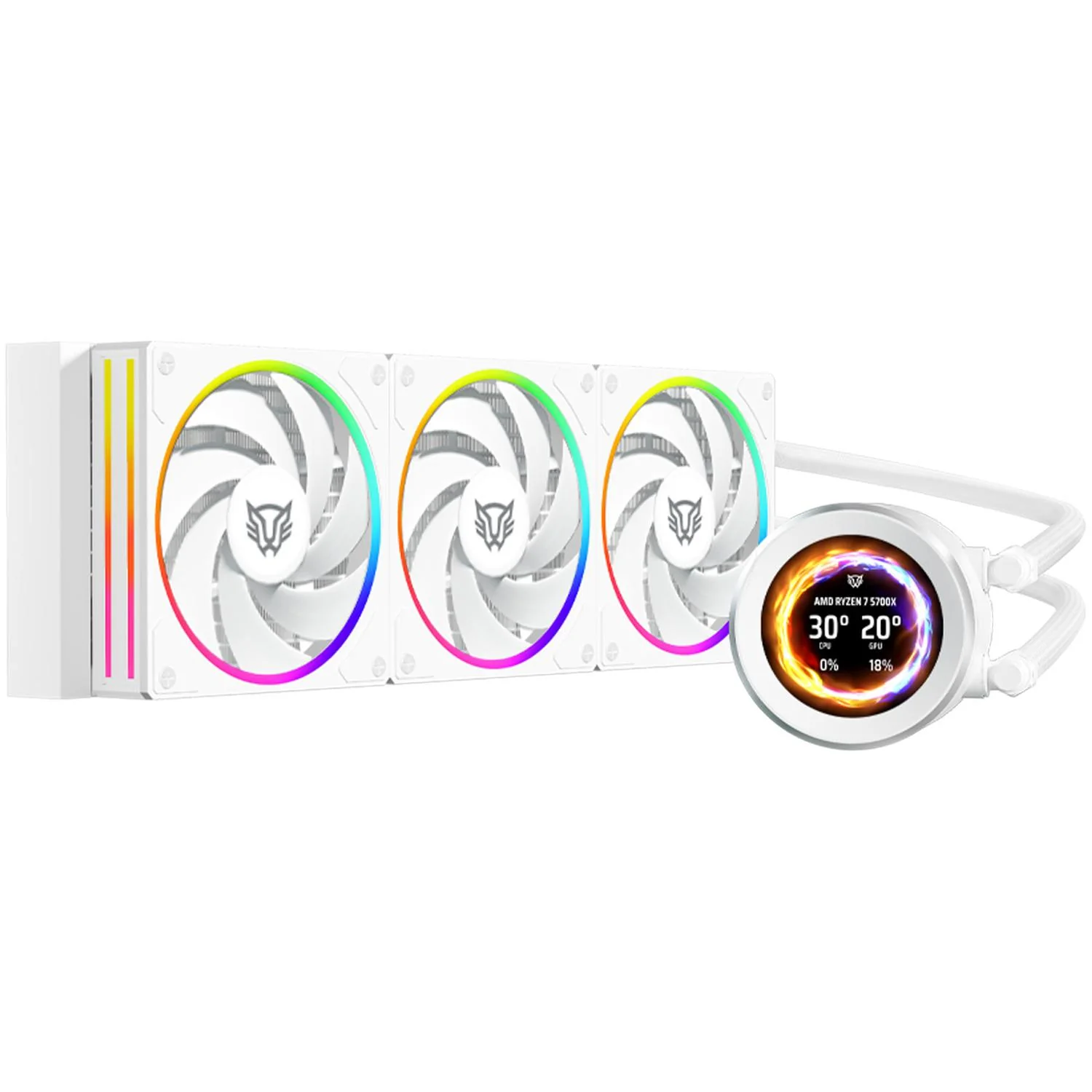 Enfriamiento Liquido BALAM RUSH HYDROX EXPERT LEVEL HYX40 360mm ARGB 4 Pines 2200 RPM TDP 3000w LGA1700 AM5 Display OLED Blanco BR-941815 - Image 2