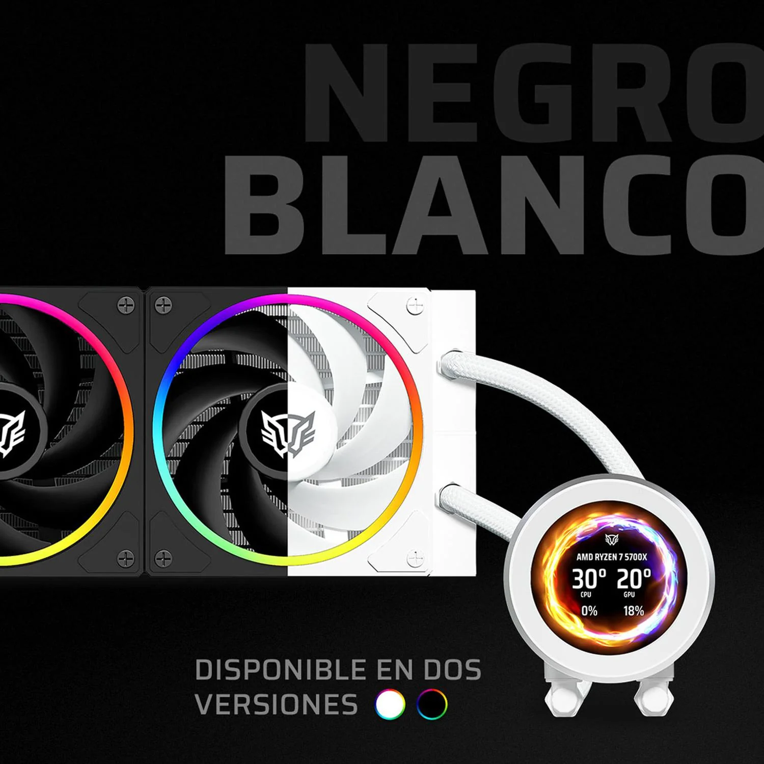 Enfriamiento Liquido BALAM RUSH HYDROX EXPERT LEVEL HYX40 360mm ARGB 4 Pines 2200 RPM TDP 3000w LGA1700 AM5 Display OLED Blanco BR-941815 - Image 5