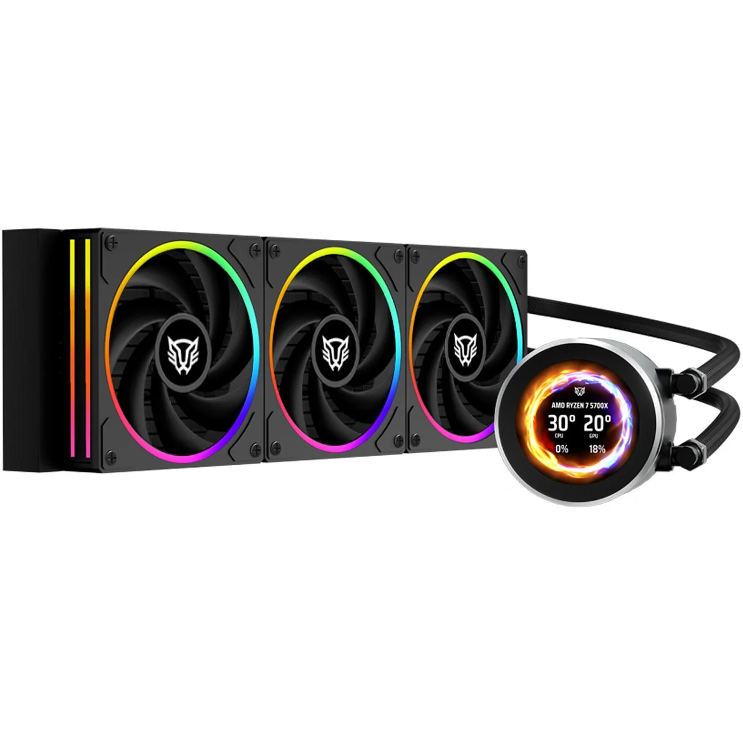 Enfriamiento Liquido BALAM RUSH HYDROX EXPERT LEVEL HYX40 360mm ARGB 4 Pines 2200 RPM TDP 3000w LGA1700 AM5 Display OLED Negro BR-941808 - Image 2