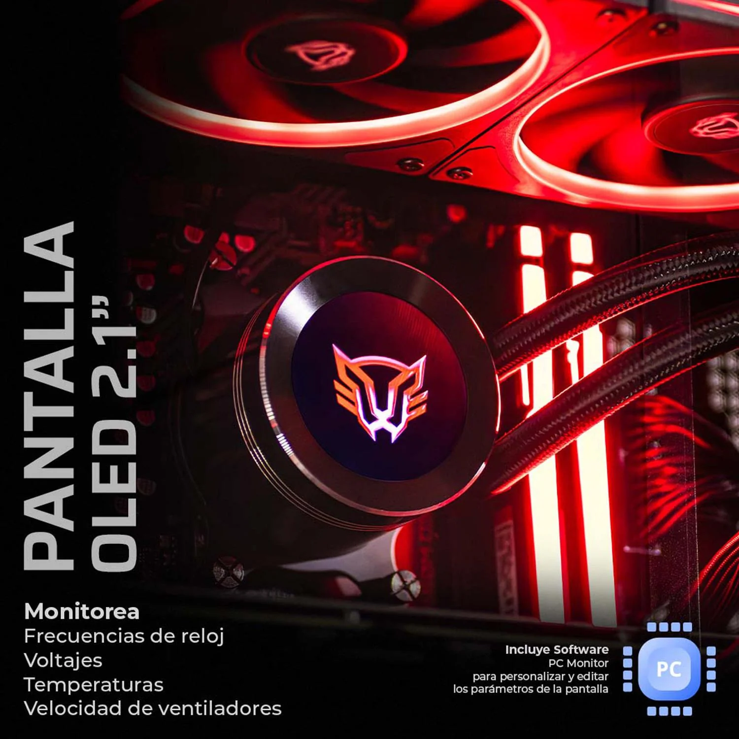 Enfriamiento Liquido BALAM RUSH HYDROX EXPERT LEVEL HYX40 360mm ARGB 4 Pines 2200 RPM TDP 3000w LGA1700 AM5 Display OLED Negro BR-941808 - Image 5