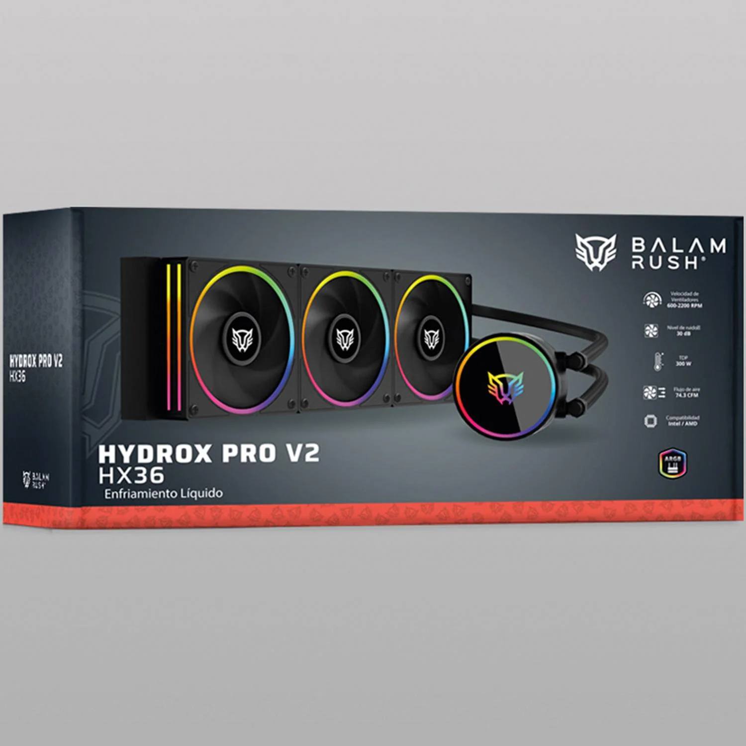 Enfriamiento Liquido BALAM RUSH HYDROX PRO V2 HX36 360mm RGB 7 Pines 2200 RPM TDP 300w LGA1700 AM5 Negro BR-941860 - Image 6