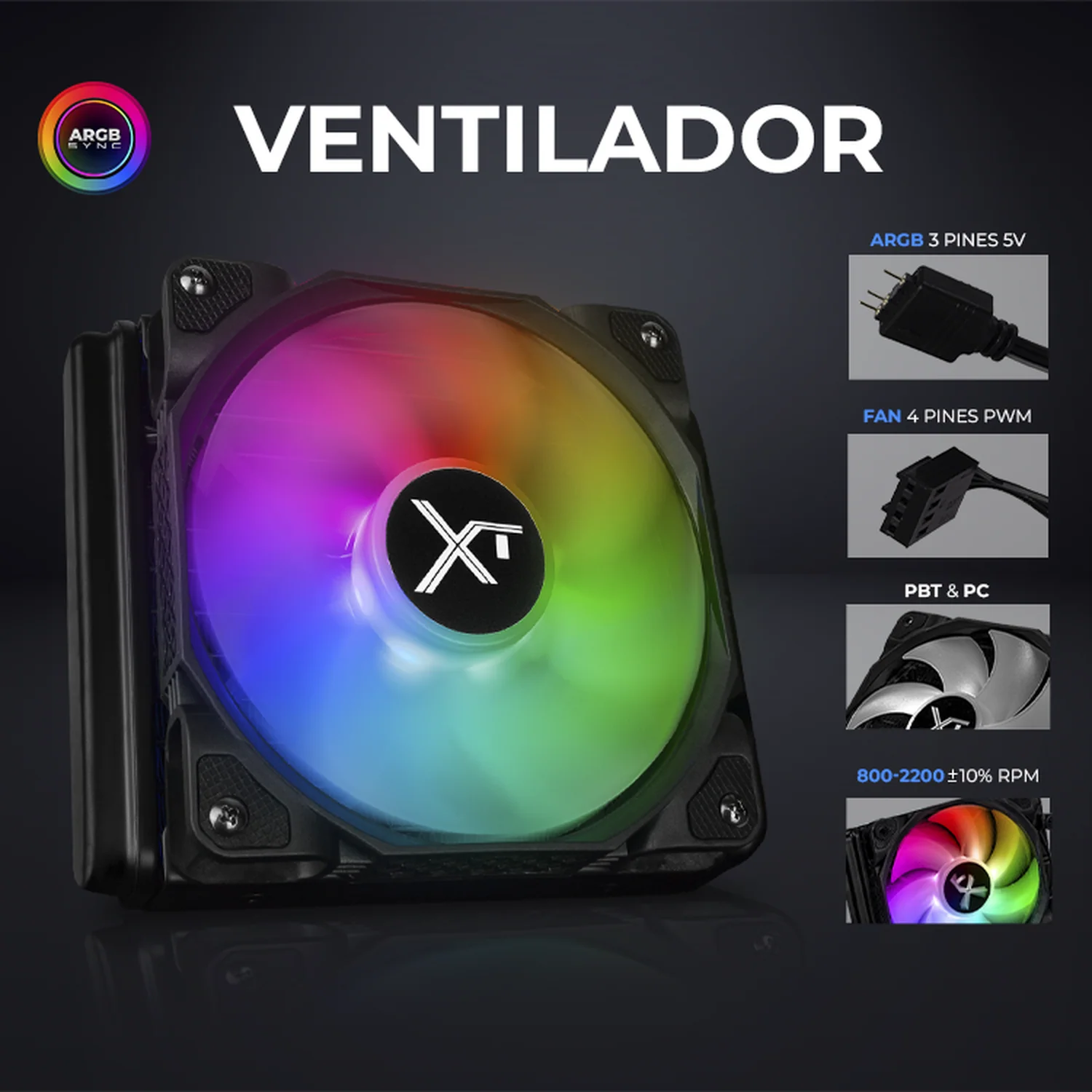 Enfriamiento Liquido XTREME PC GAMING Aqua Force 120mm ARGB 800-2200 RPM Negro - Image 4