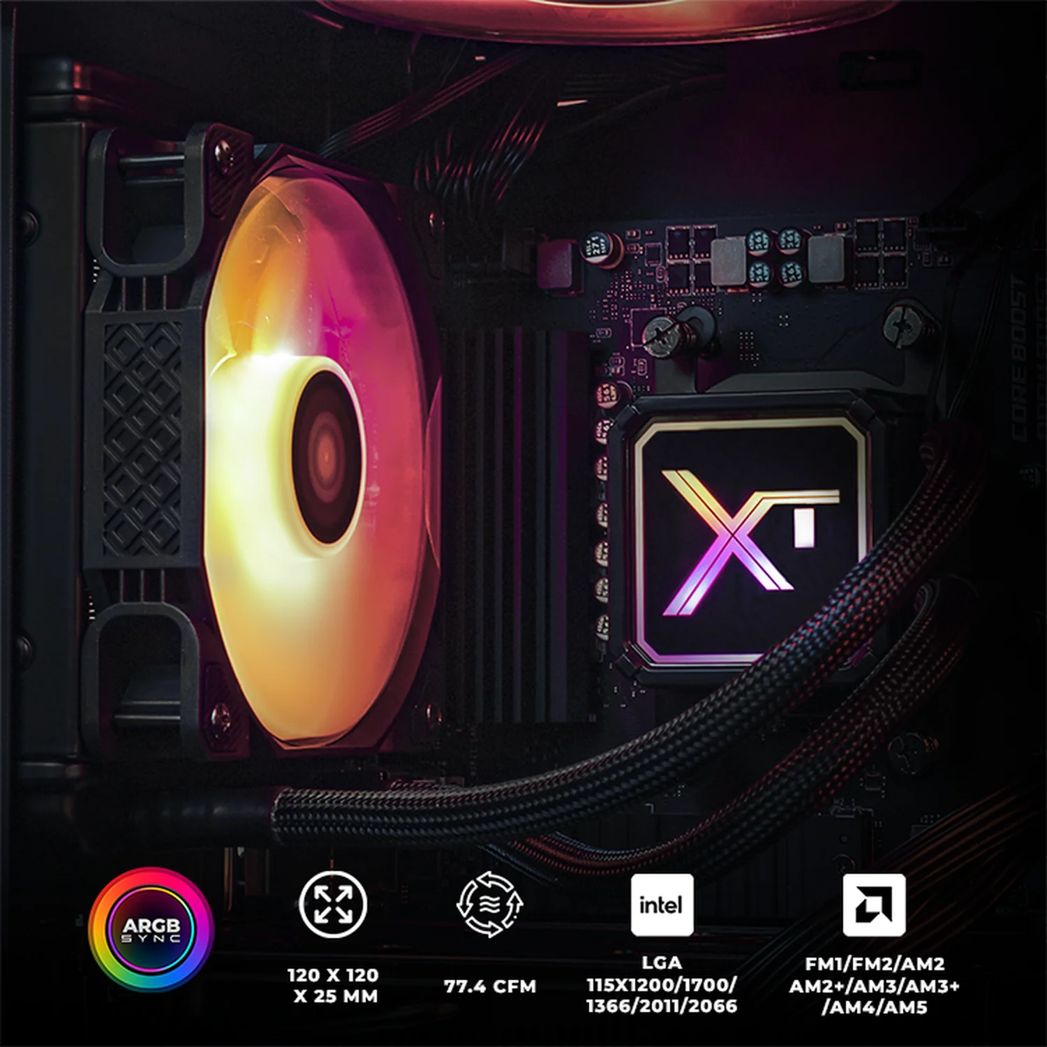 Enfriamiento Liquido XTREME PC GAMING Aqua Force 120mm ARGB 800-2200 RPM Negro - Image 6