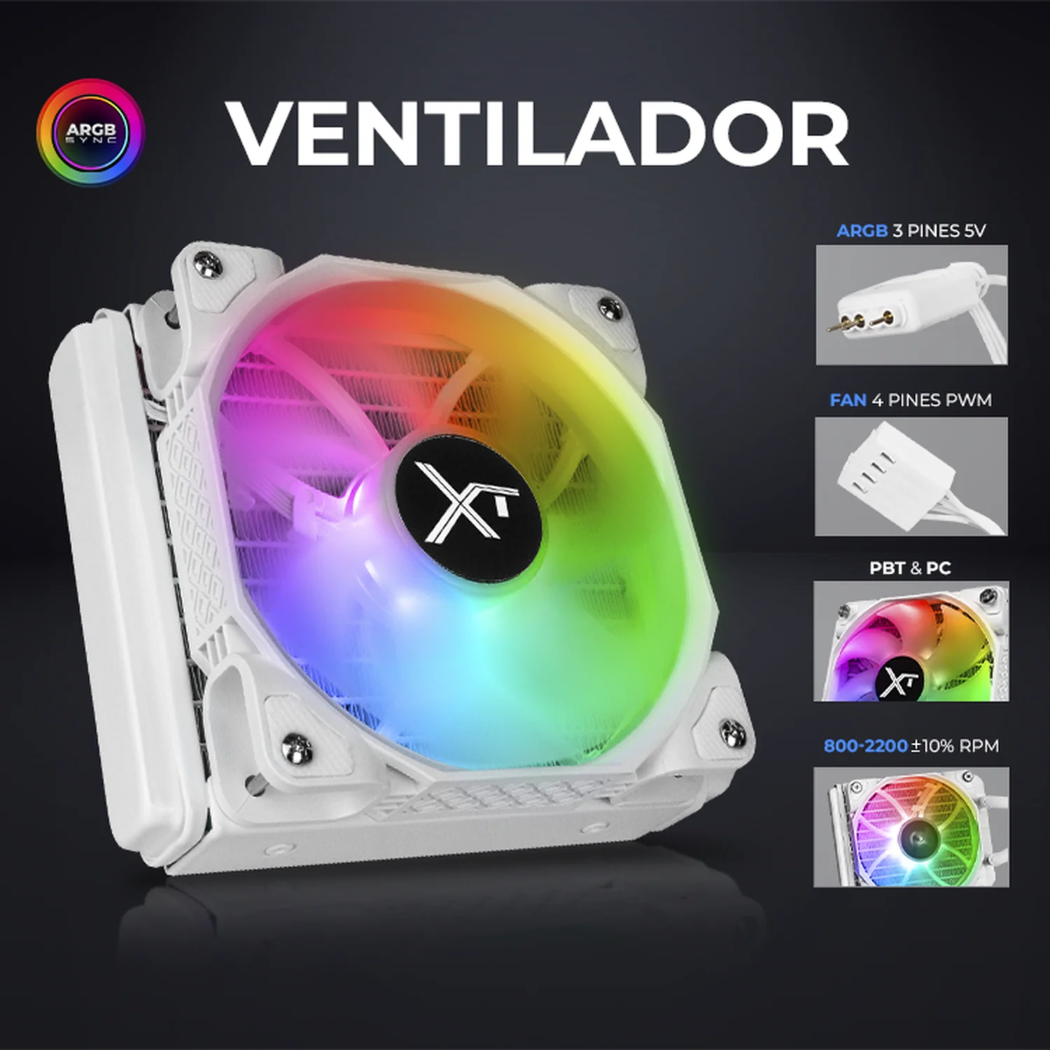 Enfriamiento Liquido XTREME PC GAMING Aqua Force 120mm ARGB 800-2200 RPM Blanco - Image 4