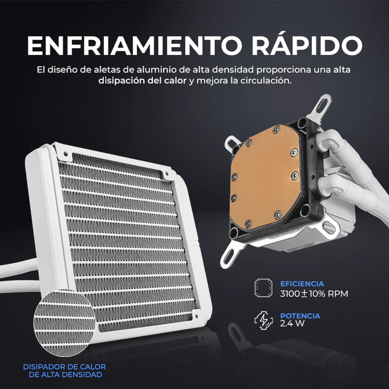 Enfriamiento Liquido XTREME PC GAMING Aqua Force 120mm ARGB 800-2200 RPM Blanco - Image 5