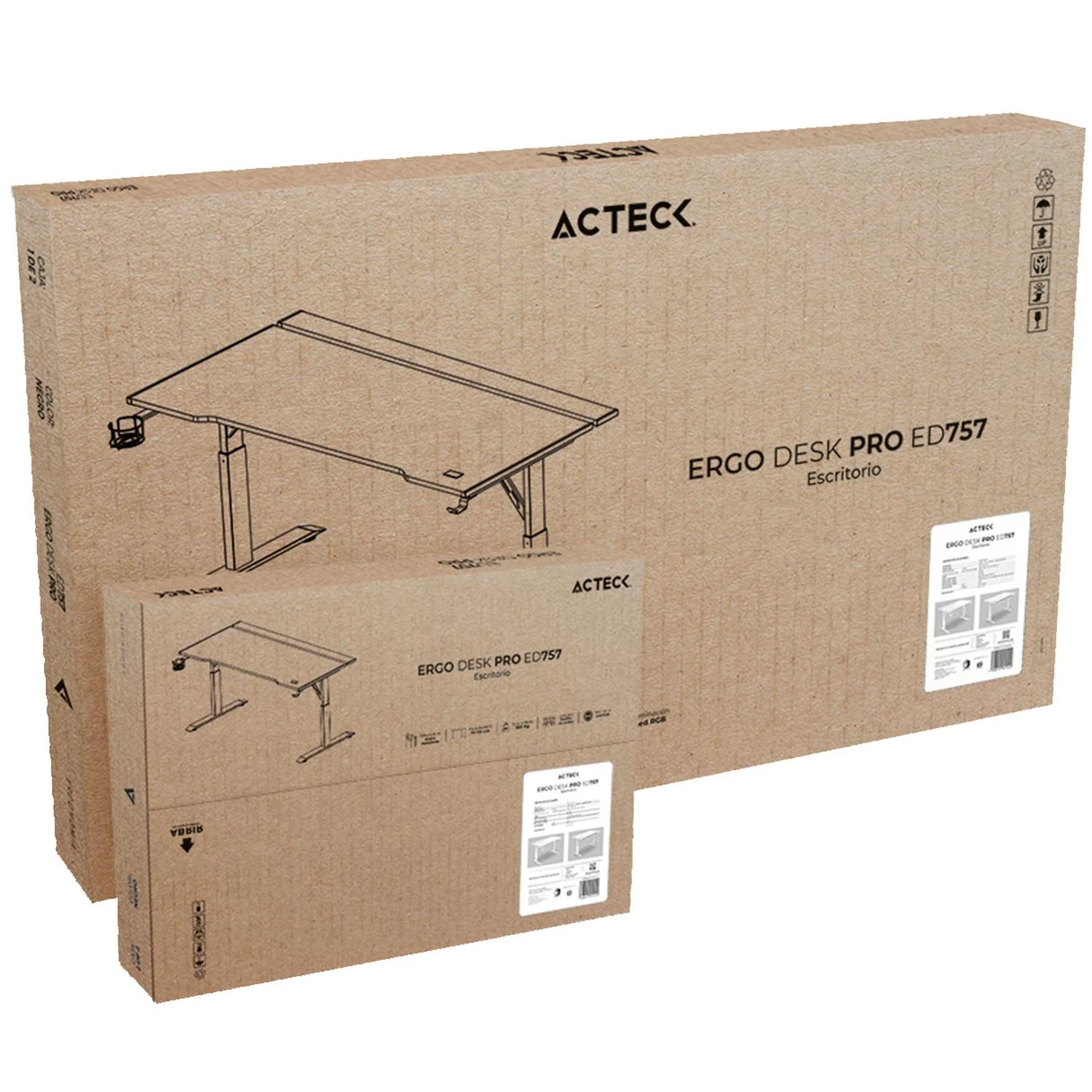 Escritorio ACTECK ERGO DESK PRO ED757 Ergonimico Hasta 100kg 3 Ajustes de altura Iluminación RGB + Porta Vaso Blanco AC-941440 - Image 6
