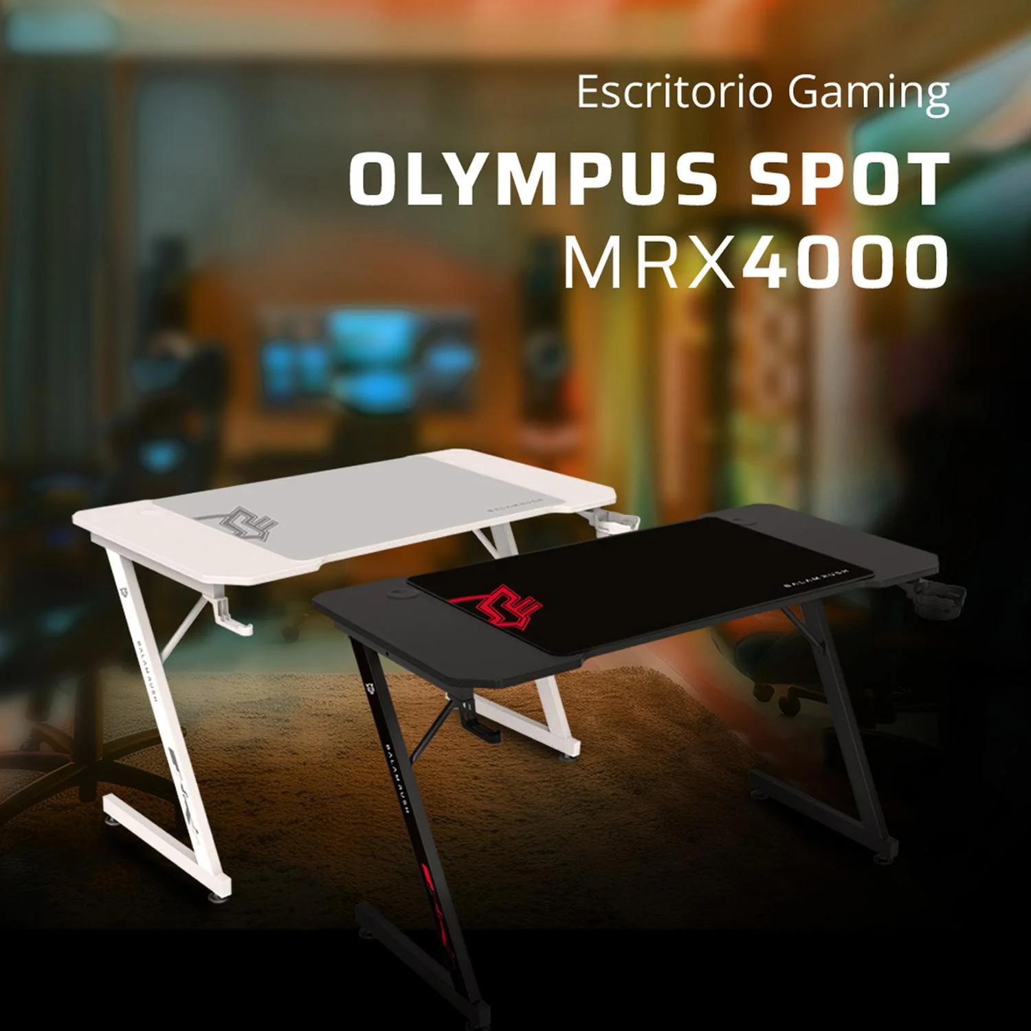 Escritorio Gamer BALAM RUSH OLYMPUS SPOT MRX4000 Ergonomico Hasta 100kg Blanco BR-941426 - Image 5