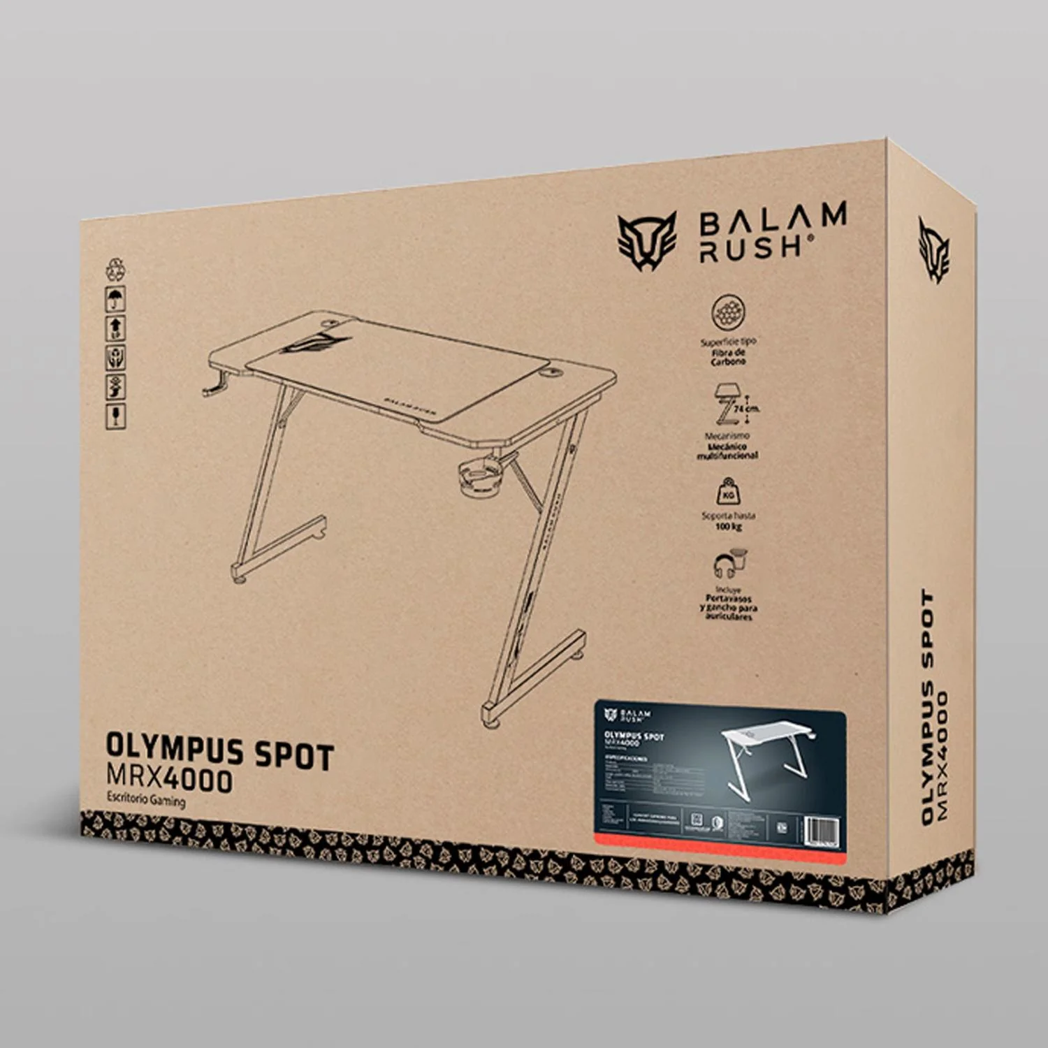 Escritorio Gamer BALAM RUSH OLYMPUS SPOT MRX4000 Ergonomico Hasta 100kg Blanco BR-941426 - Image 6