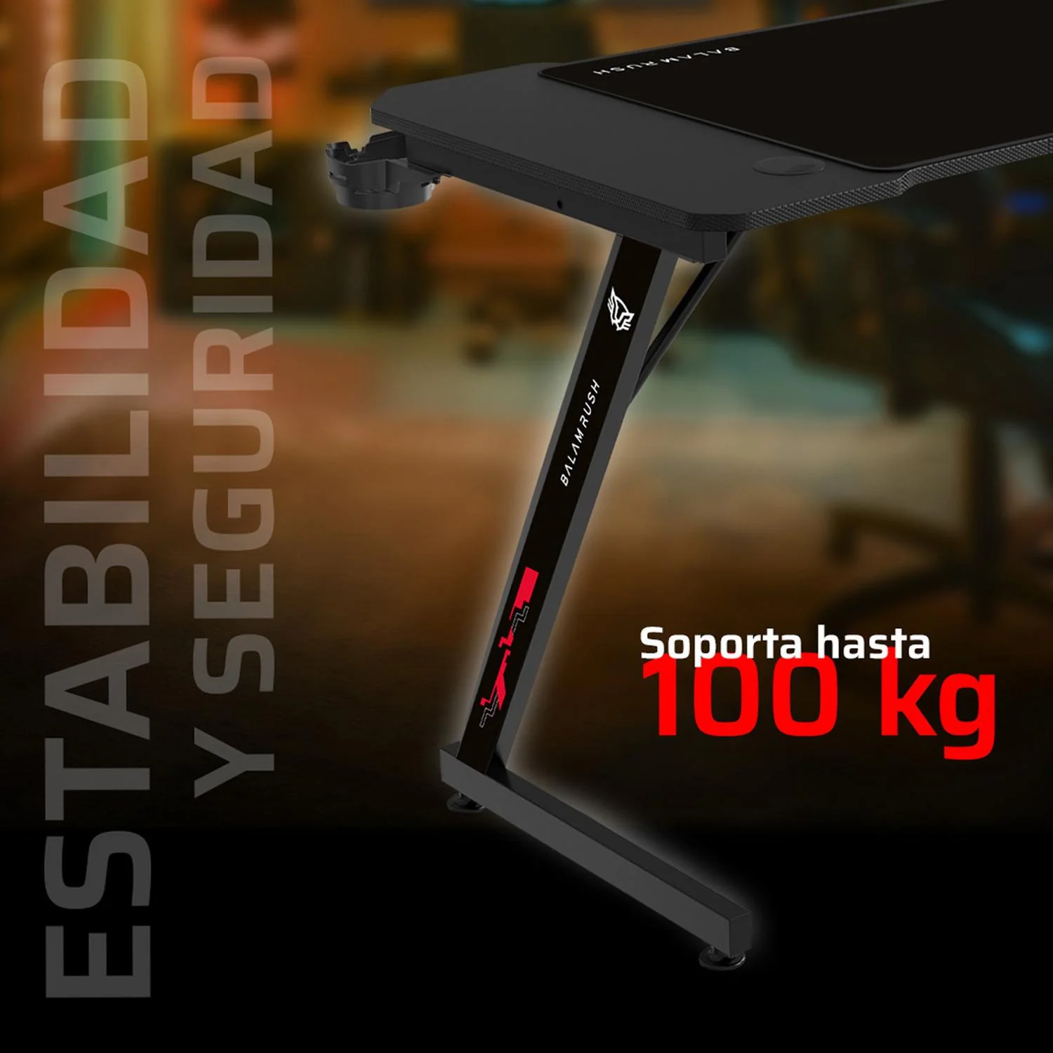 Escritorio Gamer BALAM RUSH OLYMPUS SPOT MRX4000 Ergonomico Hasta 100kg Negro BR-941419 - Image 4