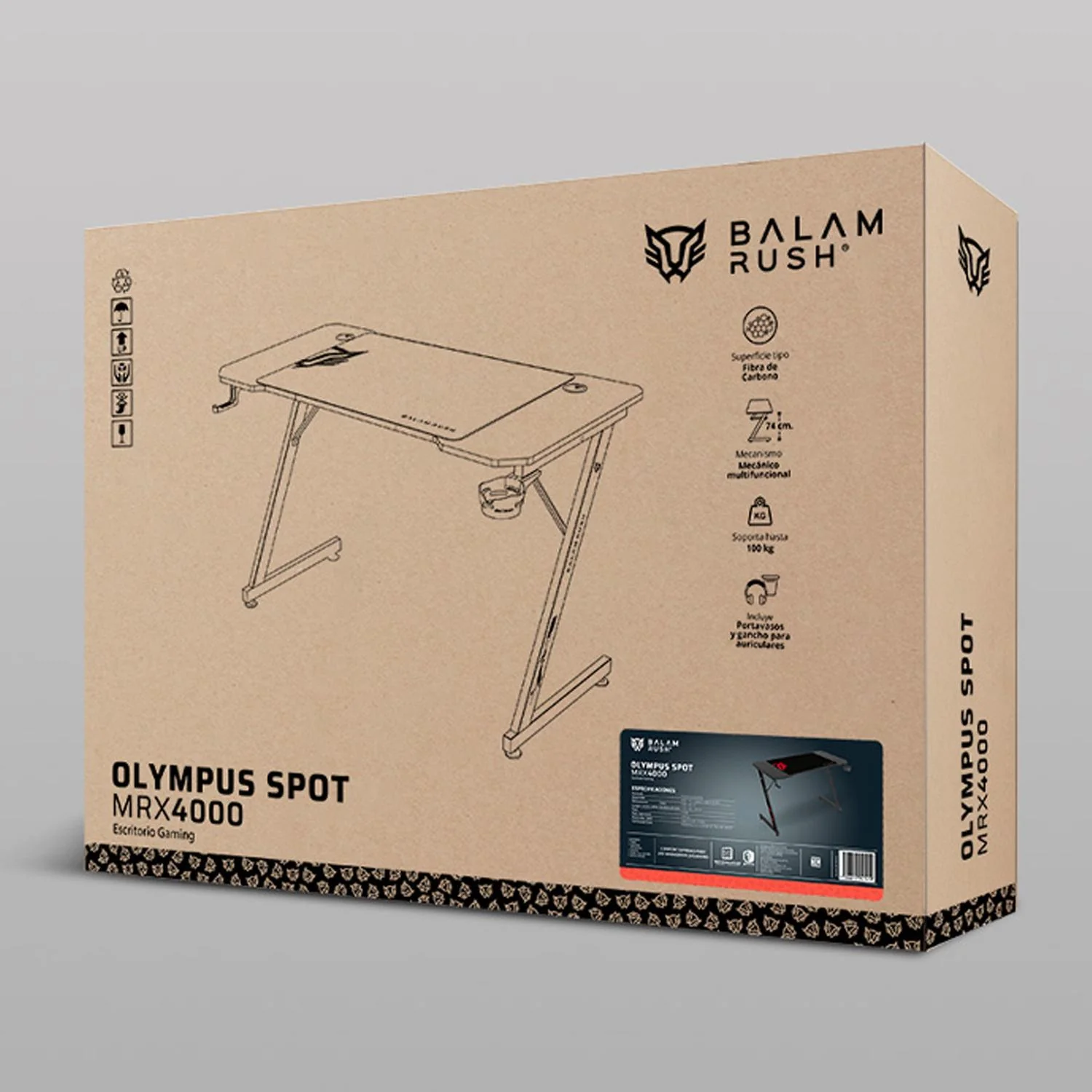 Escritorio Gamer BALAM RUSH OLYMPUS SPOT MRX4000 Ergonomico Hasta 100kg Negro BR-941419 - Image 6