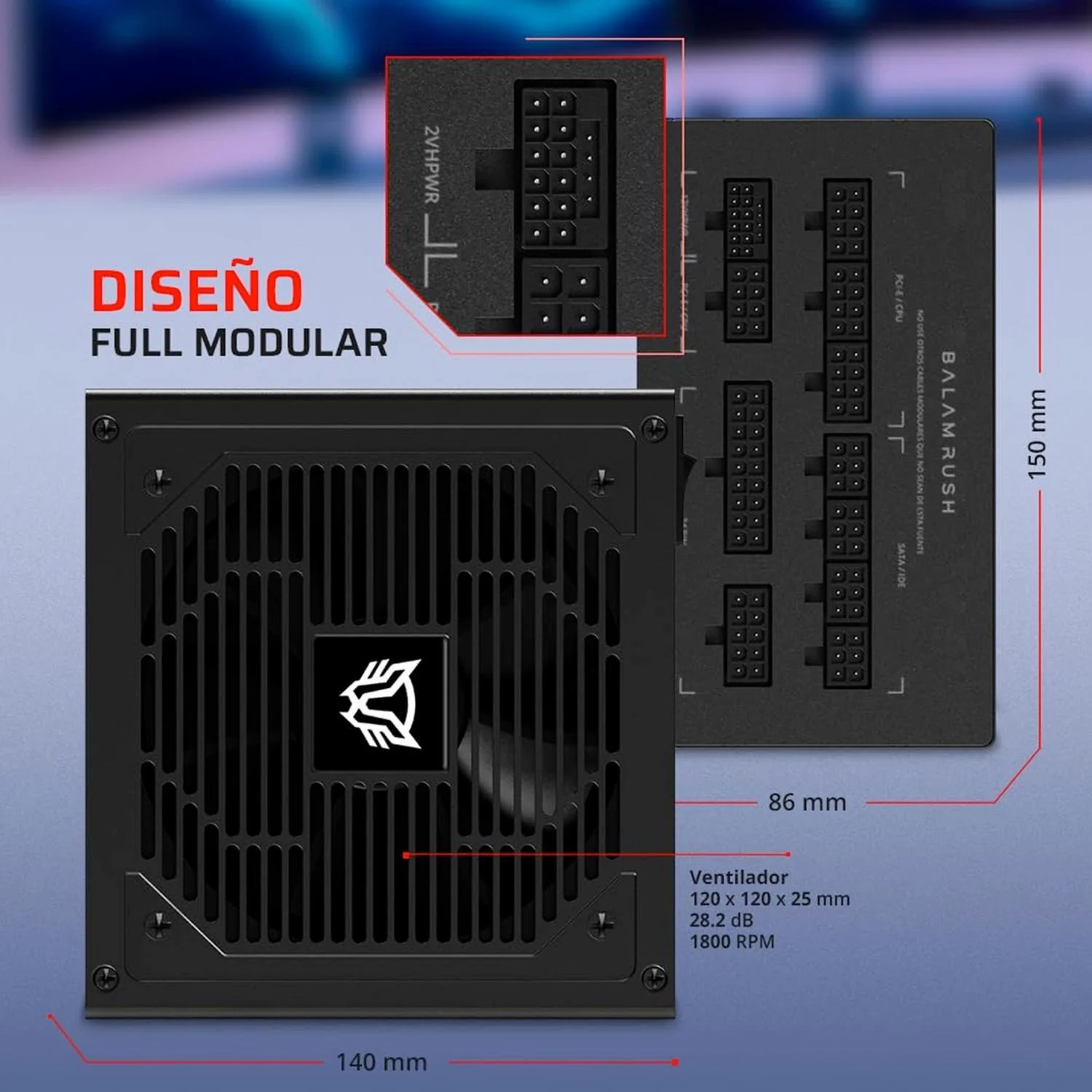 Fuente De Poder PC 1000W Gamer BALAM RUSH MAGNETAR 1000ZR 80 Plus Gold Modular Negro BR-940306 - Image 3