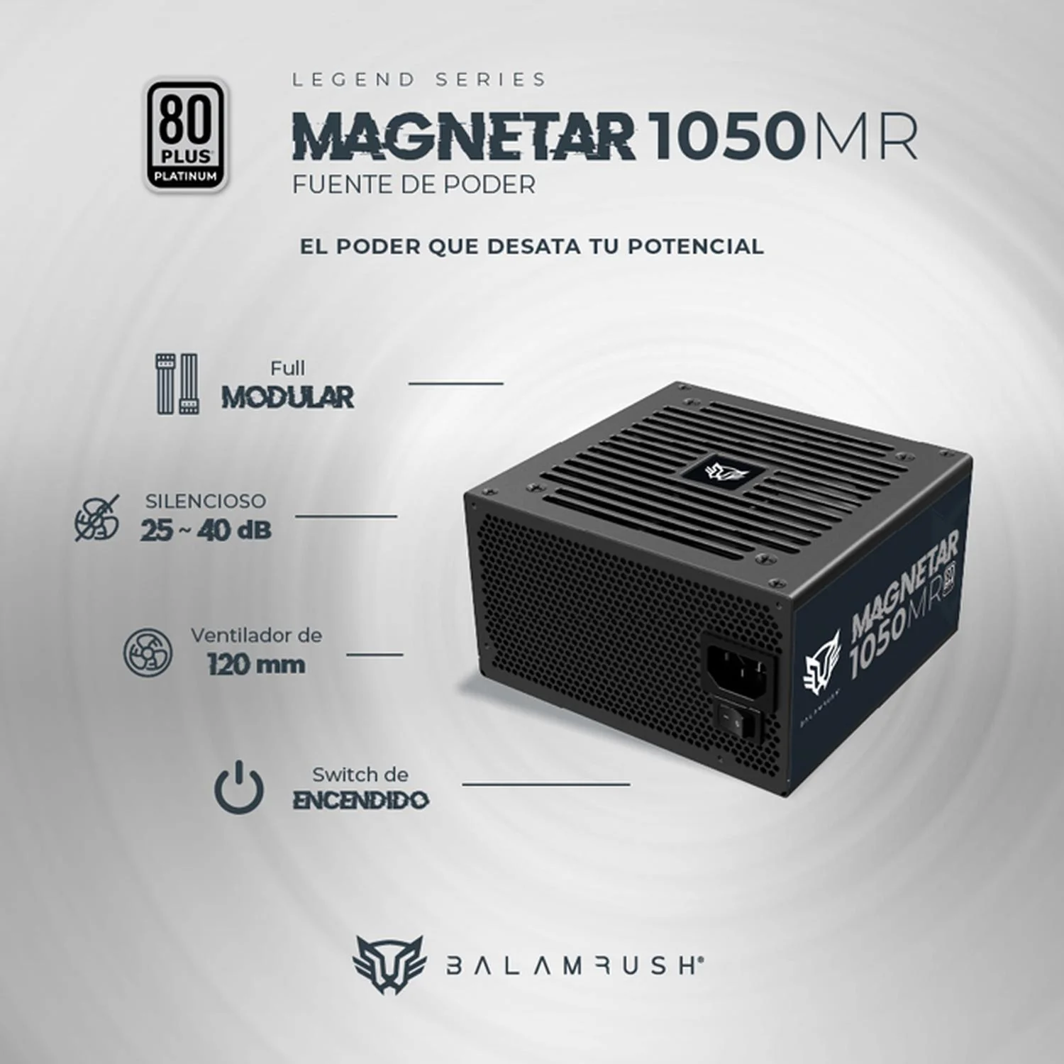 Fuente de Poder PC 1050W Gamer BALAM RUSH MAGNETAR 1050MR 80 Plus Platinum Modular Negro BR-937634 - Image 2