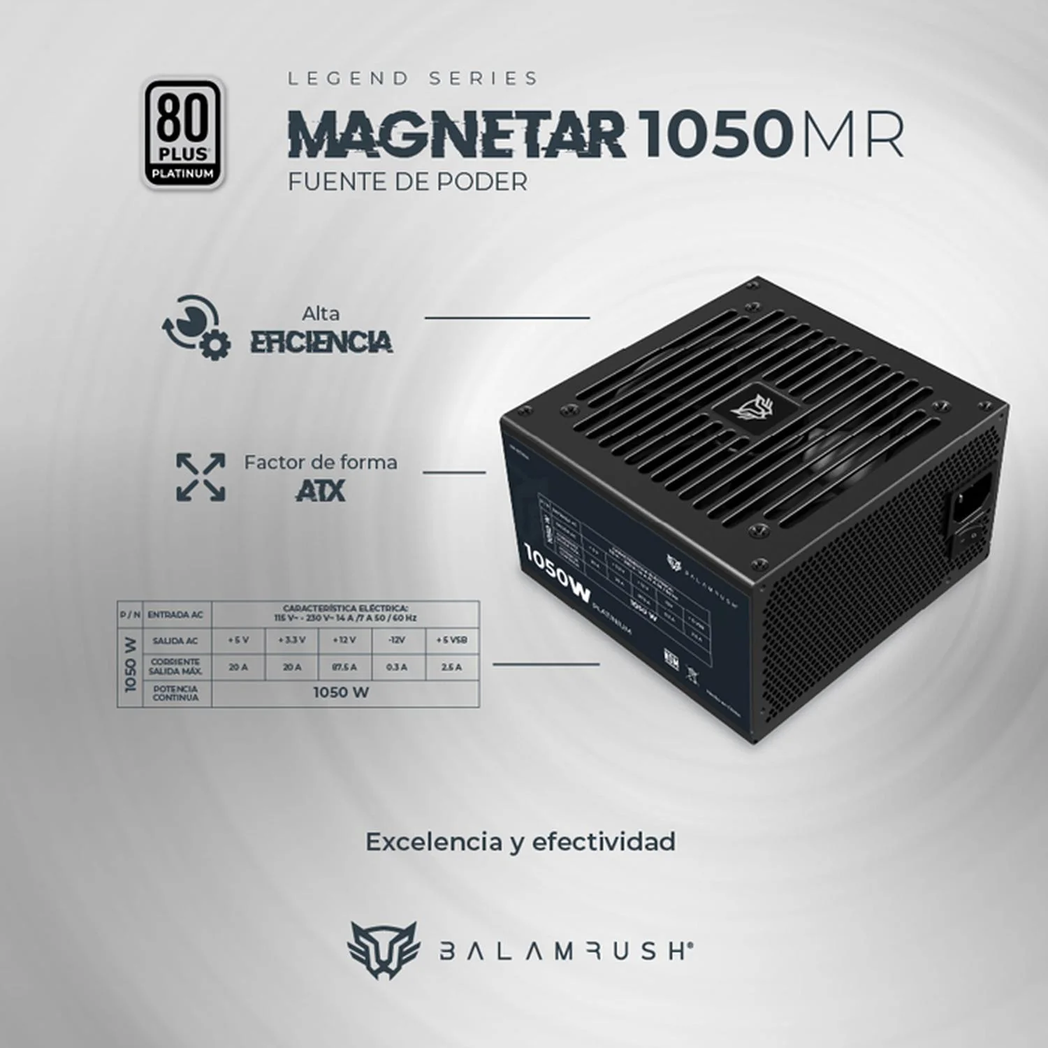Fuente de Poder PC 1050W Gamer BALAM RUSH MAGNETAR 1050MR 80 Plus Platinum Modular Negro BR-937634 - Image 3