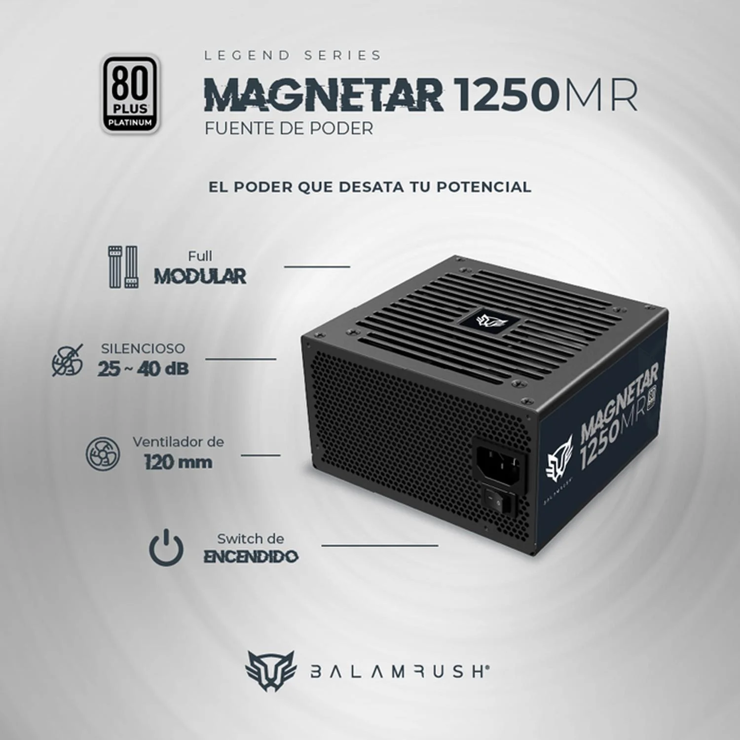Fuente de Poder PC 1250W Gamer BALAM RUSH MAGNETAR 1250MR 80 Plus Platinum Modular Negro BR-937610 - Image 2