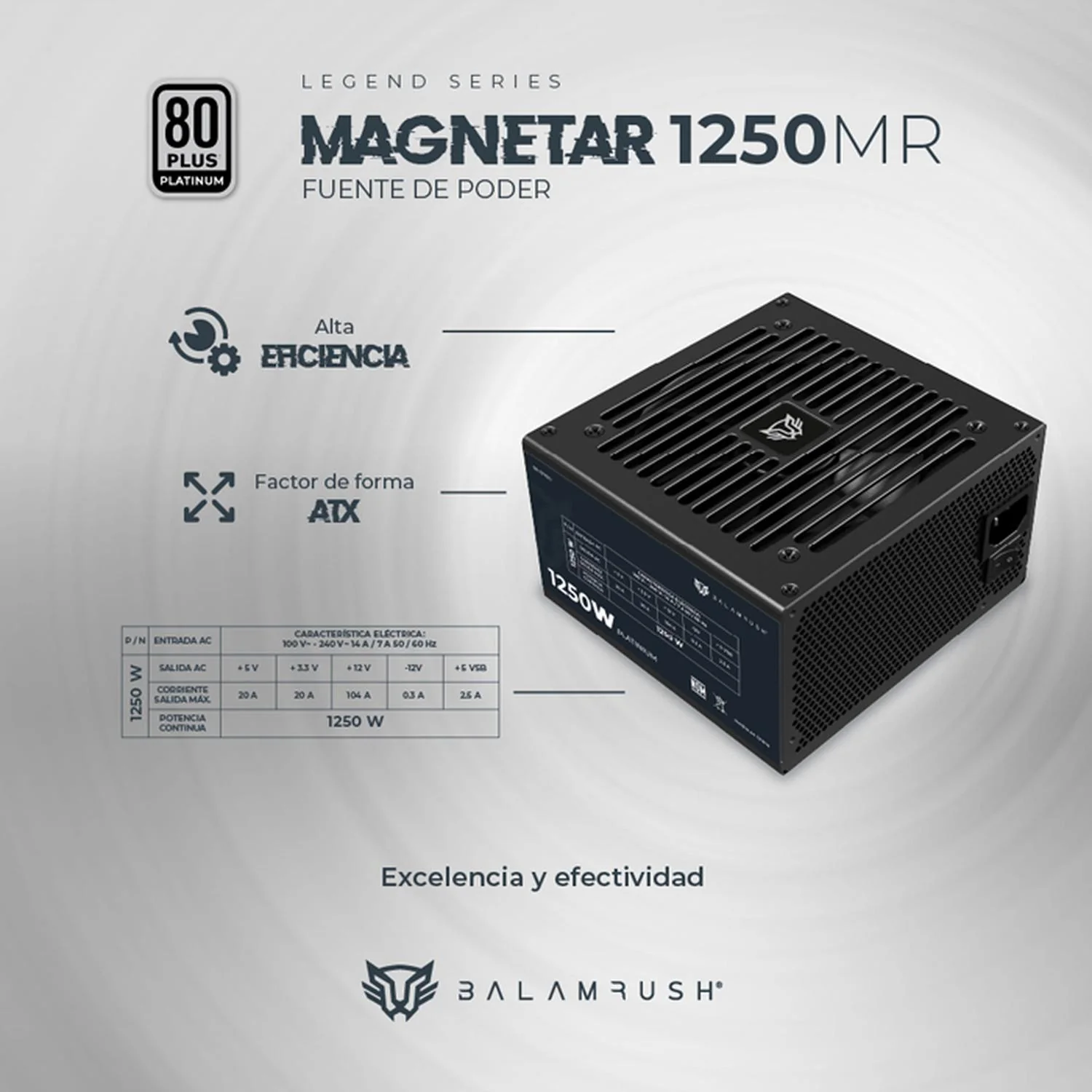 Fuente de Poder PC 1250W Gamer BALAM RUSH MAGNETAR 1250MR 80 Plus Platinum Modular Negro BR-937610 - Image 3