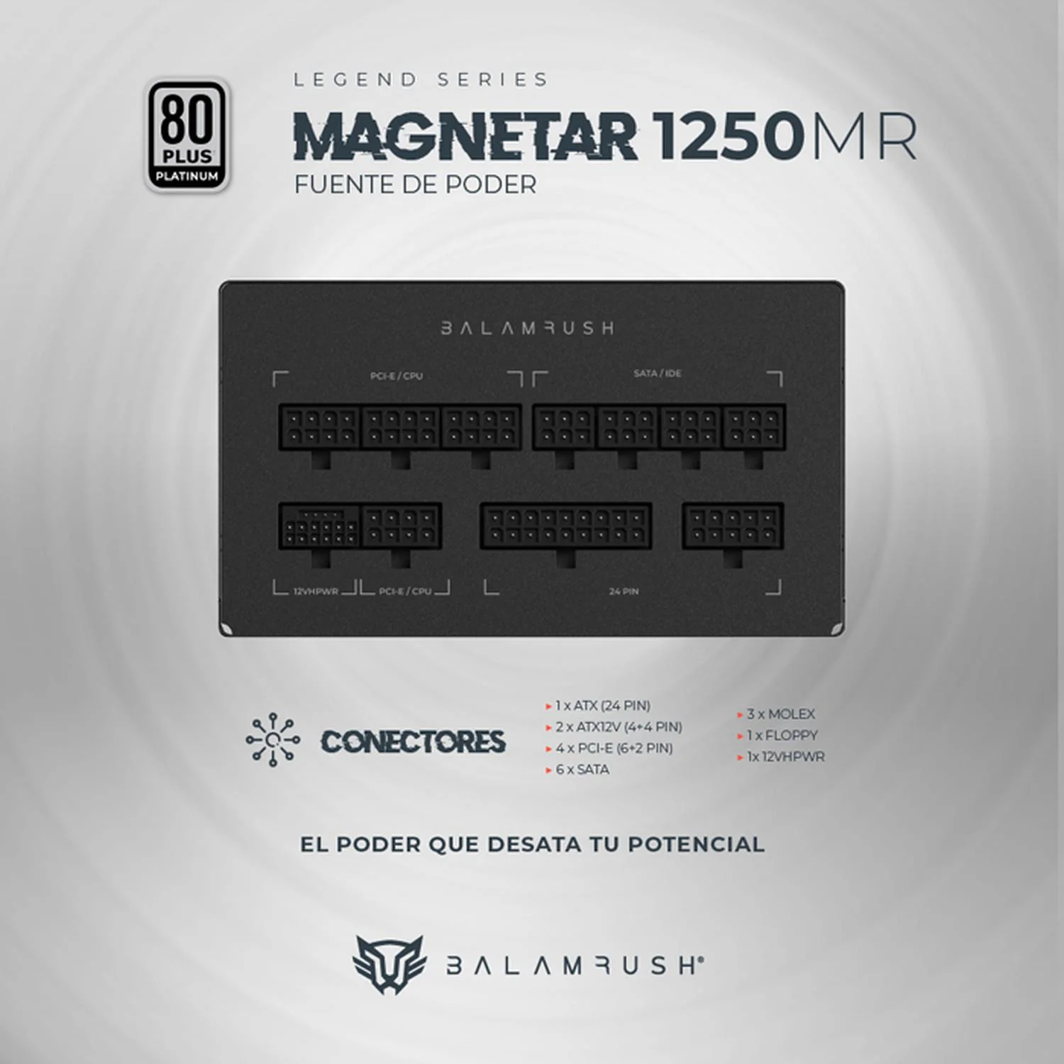 Fuente de Poder PC 1250W Gamer BALAM RUSH MAGNETAR 1250MR 80 Plus Platinum Modular Negro BR-937610 - Image 4