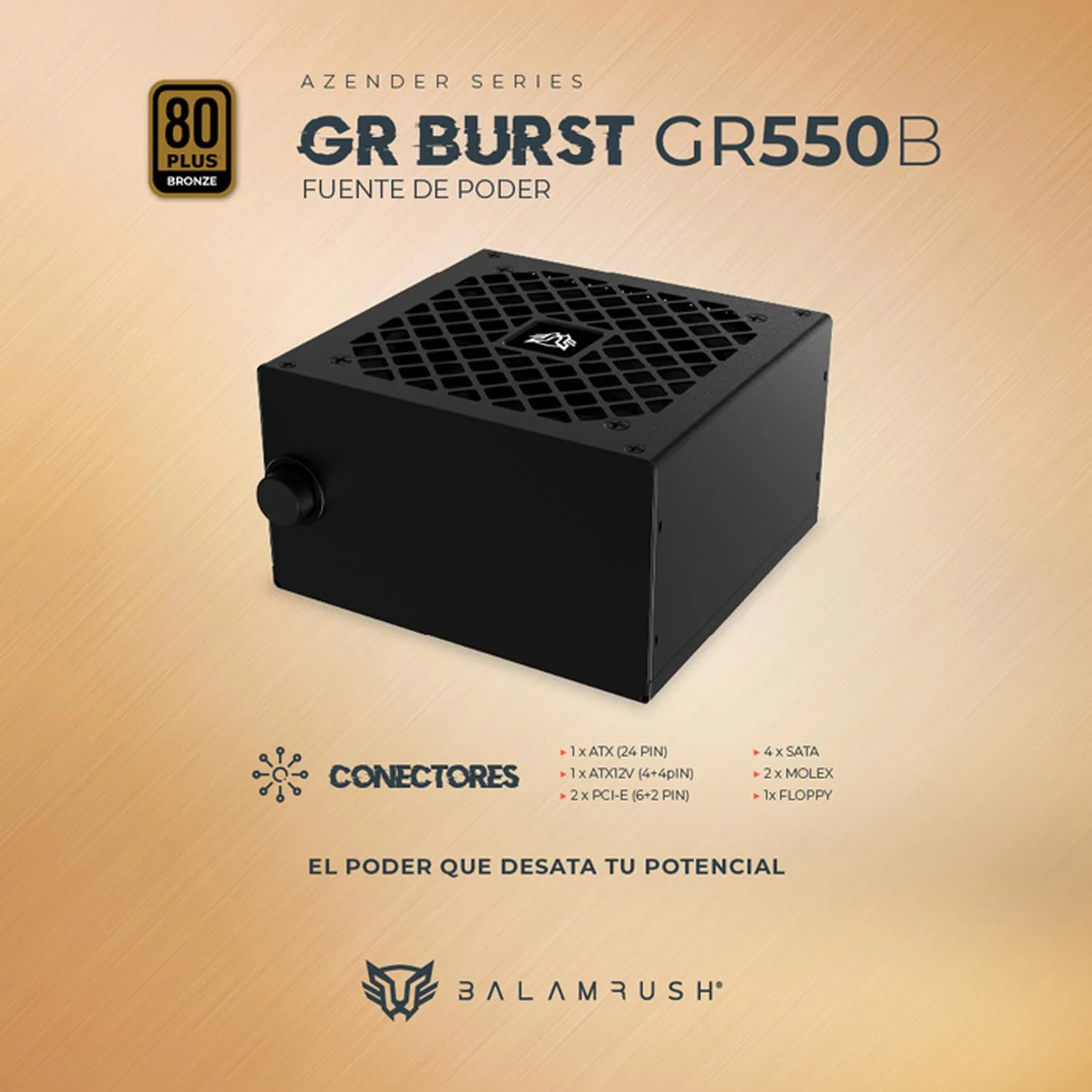 Fuente de Poder PC 550W Gamer BALAM RUSH GR BURST GR550B 80 Plus Bronze No Modular Negro BR-937696 - Image 3