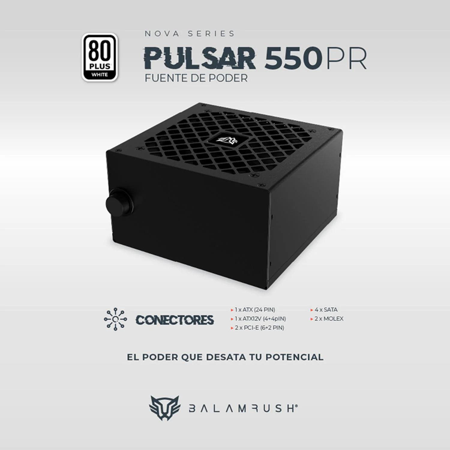 Fuente de Poder PC 550W Gamer BALAM RUSH PULSAR 550PR 80 Plus White No Modular Negro BR-937726 - Image 3