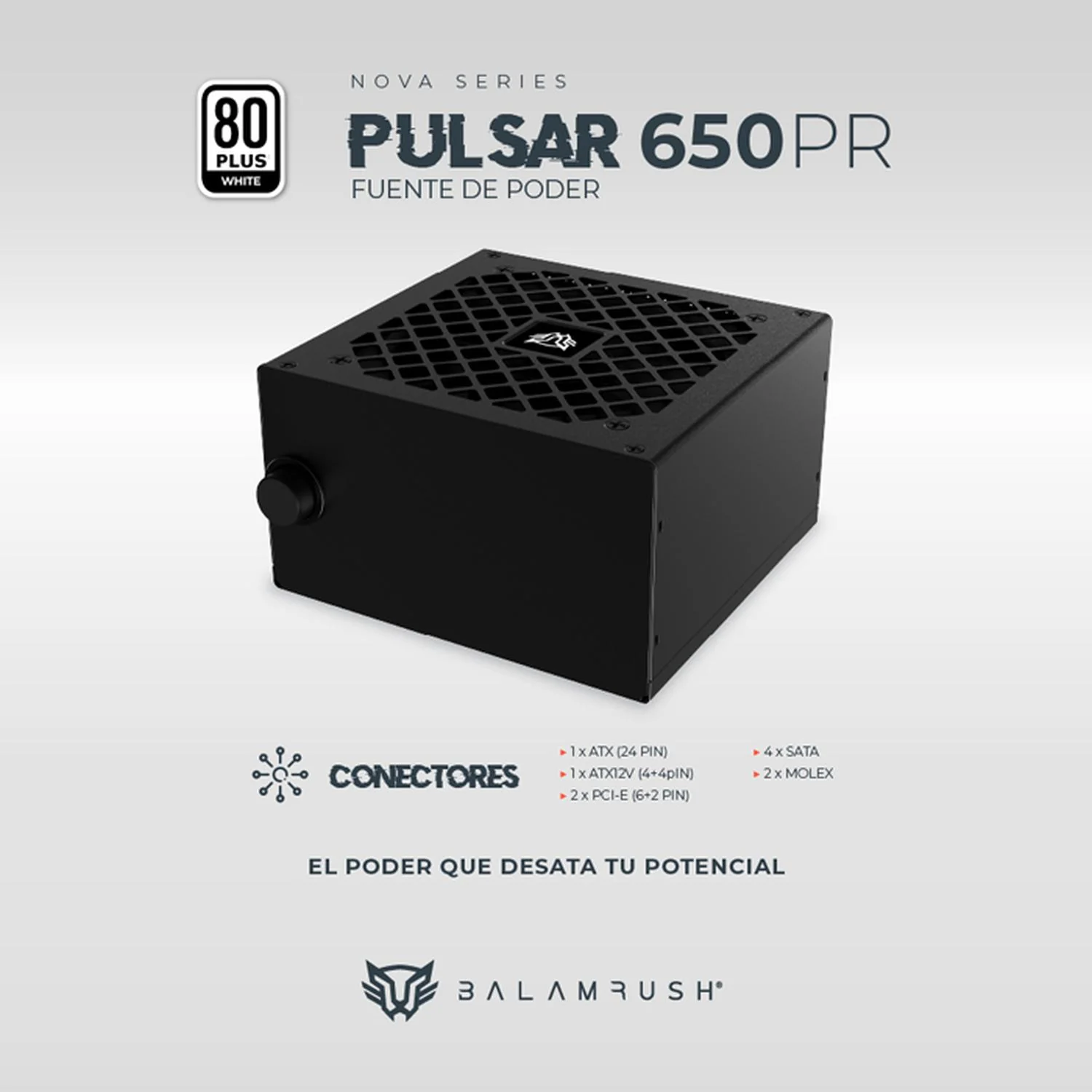 Fuente de Poder PC 650W Gamer BALAM RUSH PULSAR 650PR 80 Plus White No Modular Negro BR-937719 - Image 3