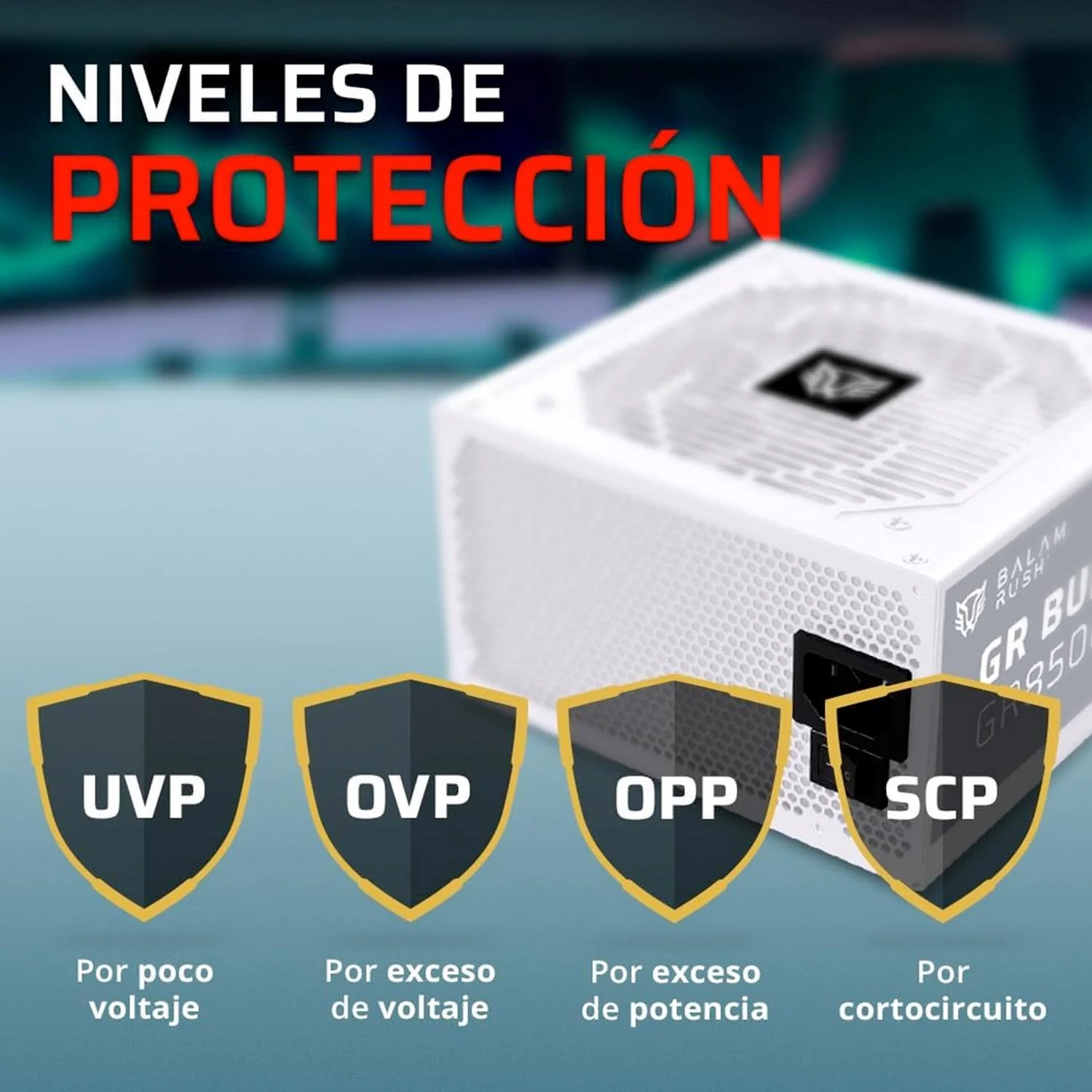 Fuente De Poder PC 850W Gamer BALAM RUSH GR BURST GR850G 80 Plus Gold Modular Blanco BR-940320 - Image 4