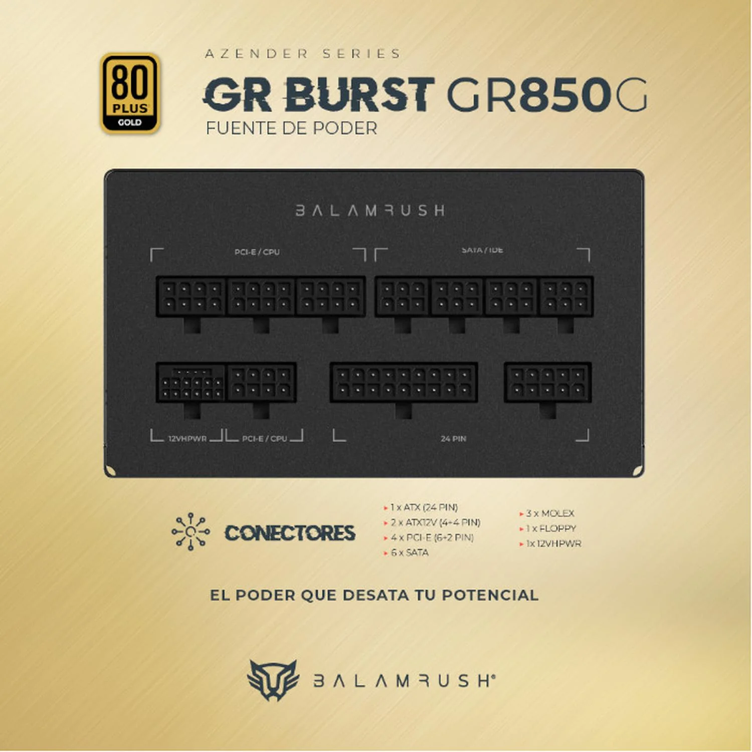 Fuente de Poder PC 850W Gamer BALAM RUSH GR BURST GR850G 80 Plus Gold Modular Negro BR-937658 - Image 3