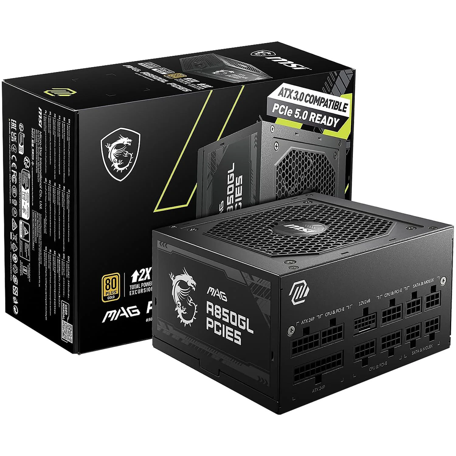 Fuente de Poder PC 850W Gamer MSI MAG A850GL PCIE5 80 Plus Gold Modular - Image 5