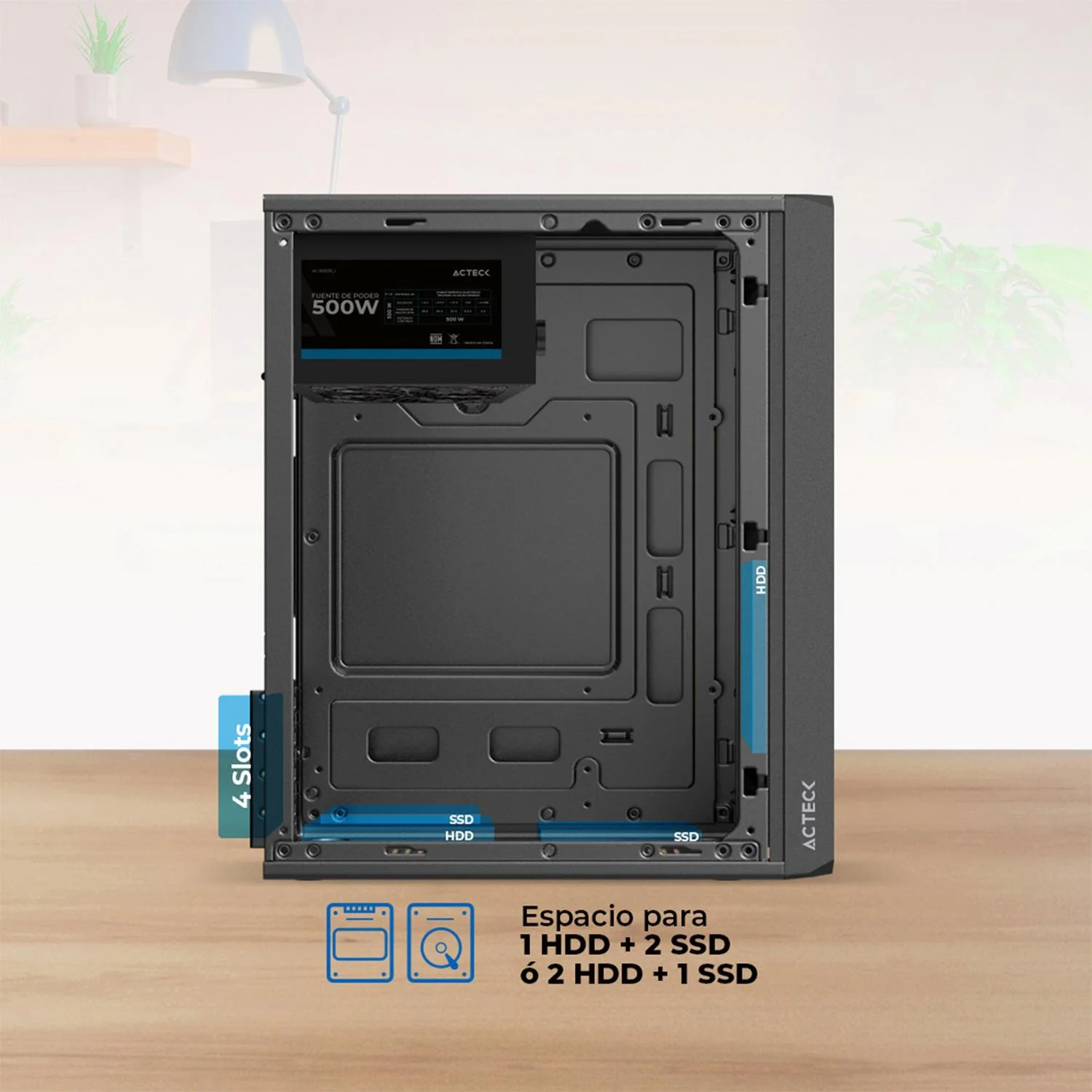 Gabinete ACTECK DOOM ULTRA CRYSTAL GI750C Micro ATX Mini Torre 2 Fan FRGB Fuente 500w Cristal templado Frente Cristal Negro AC-943789 - Image 5