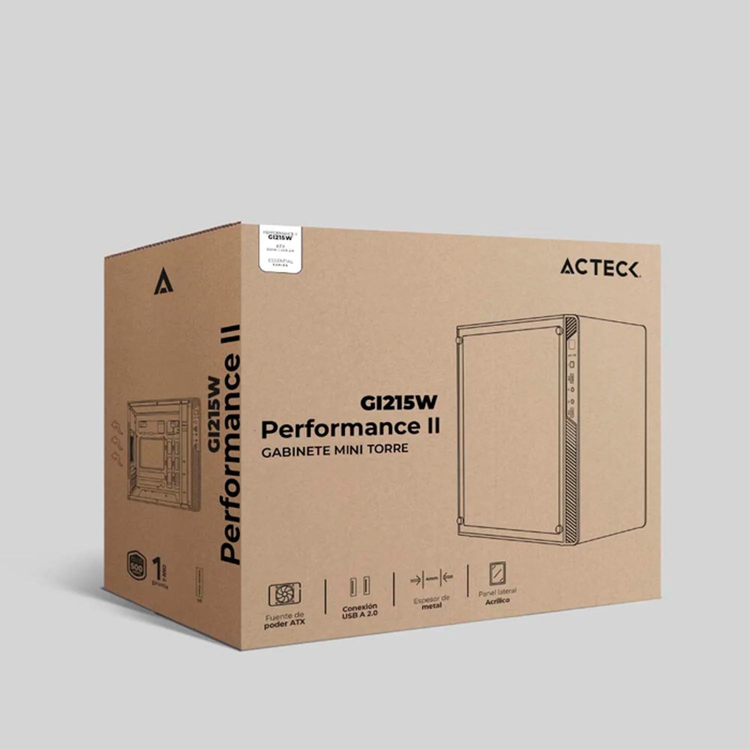 Gabinete ACTECK PERFORMANCE II GI215W Micro ATX Mini Torre Fuente 500W Acrilico Negro AC-935784 - Image 6