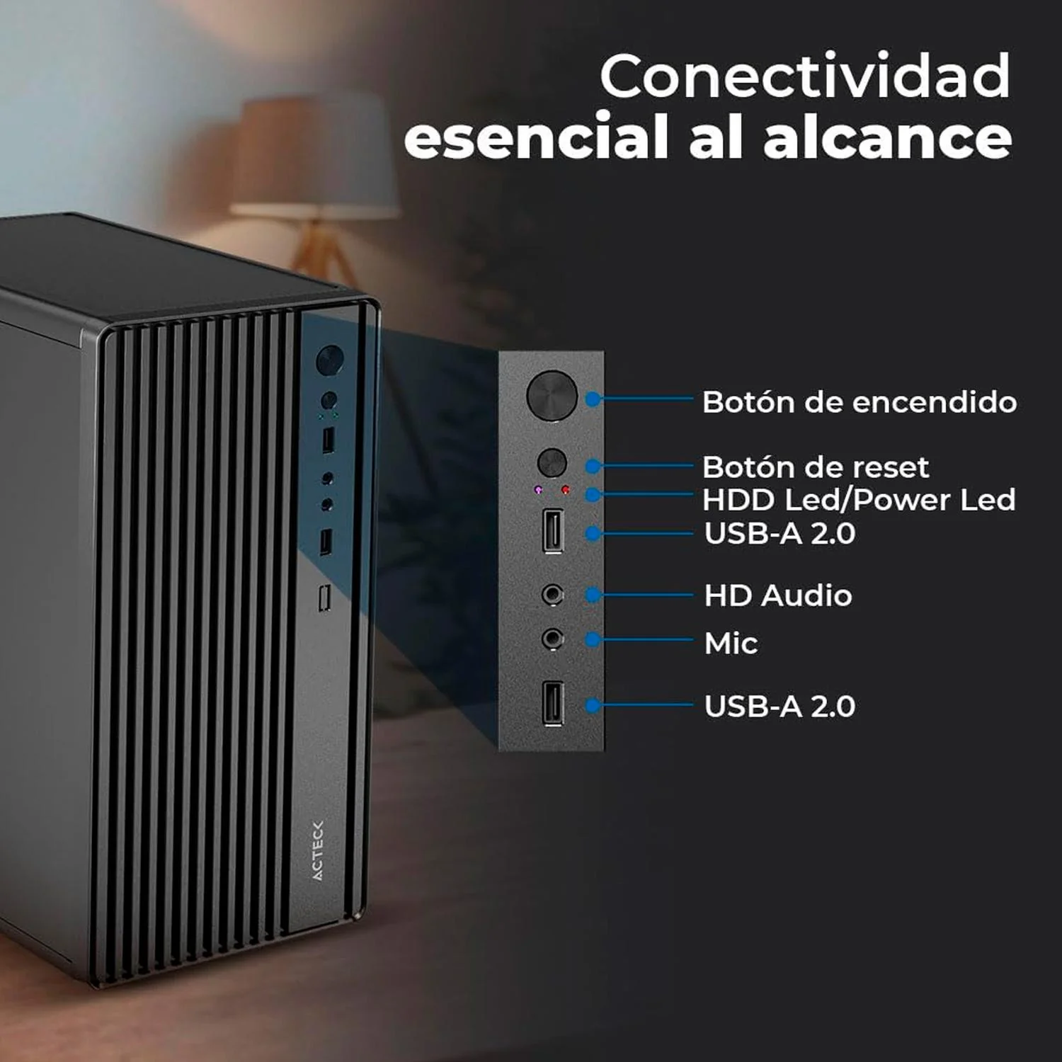 Gabinete ACTECK Performance Mini III GI210M Micro ATX Mini Torre 500W Negro AC-944588 - Image 2